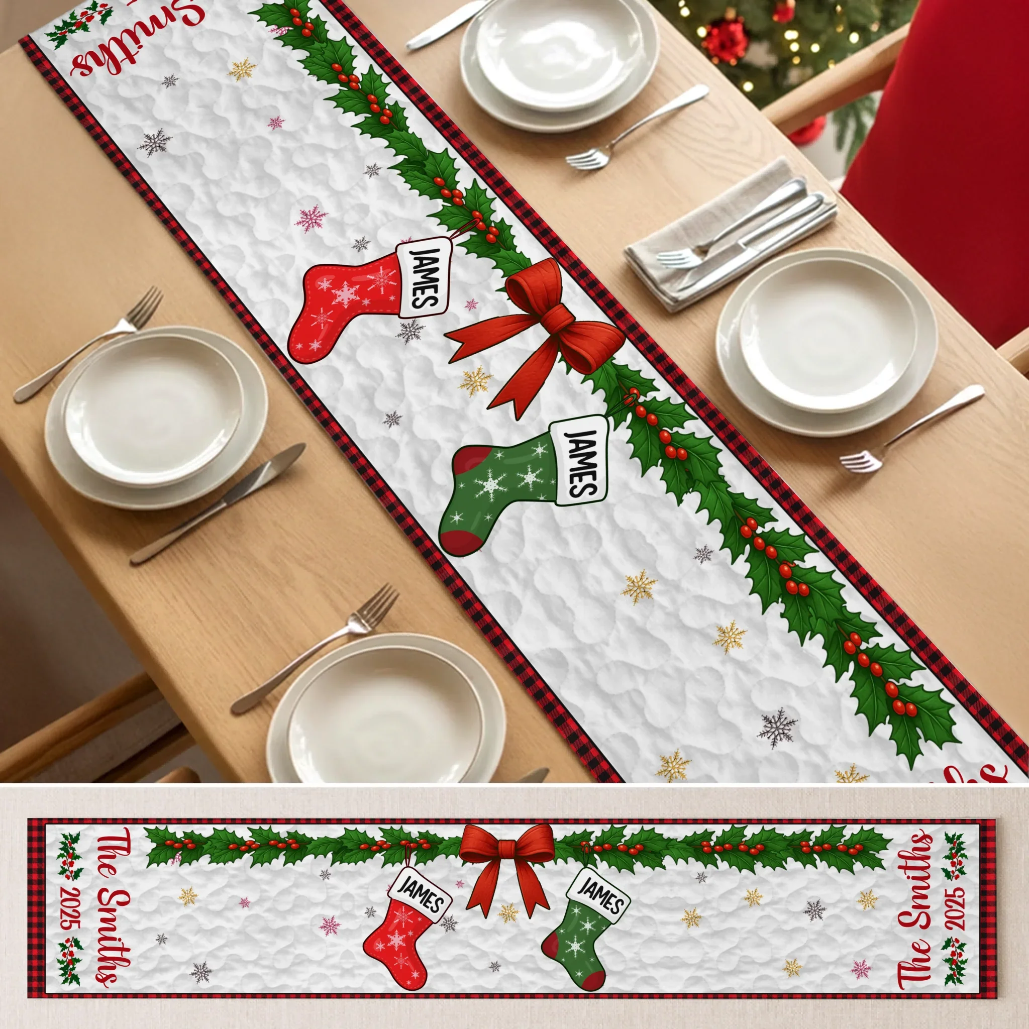 Custom Table Runner - Personalized Christmas Birthday Gifts For Mom, Dad, Brother, Sister, Kids - Together We Make Christmas Glow - Robaser