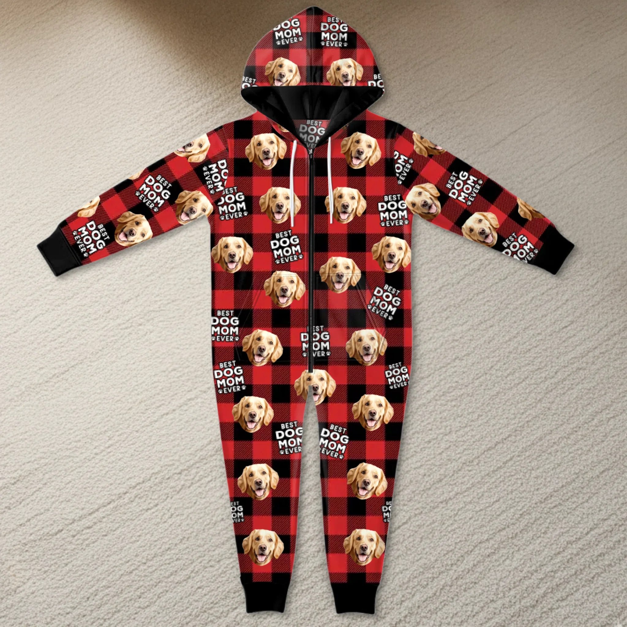 Custom Photo Adult Onesie - Personalized Christmas Birthday Gifts For Dog Cat Lovers, Dog Dad And Mom, Cat Owners - Fleece Navidad - Robaser