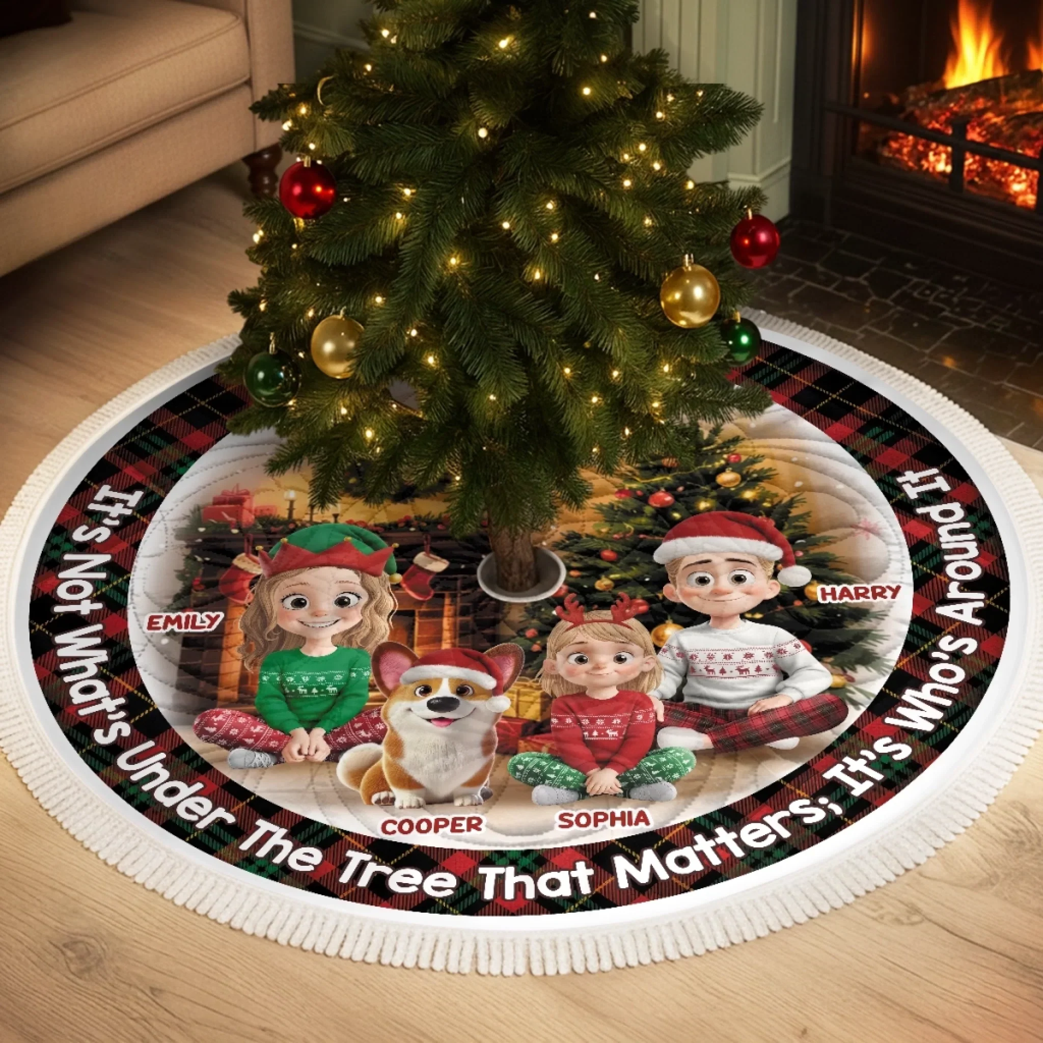 Custom Tree Skirt - Personalized Christmas Birthday Gifts For Mom, Dad, Brother, Sister, Kids - Home Feels Like Christmas - Robaser