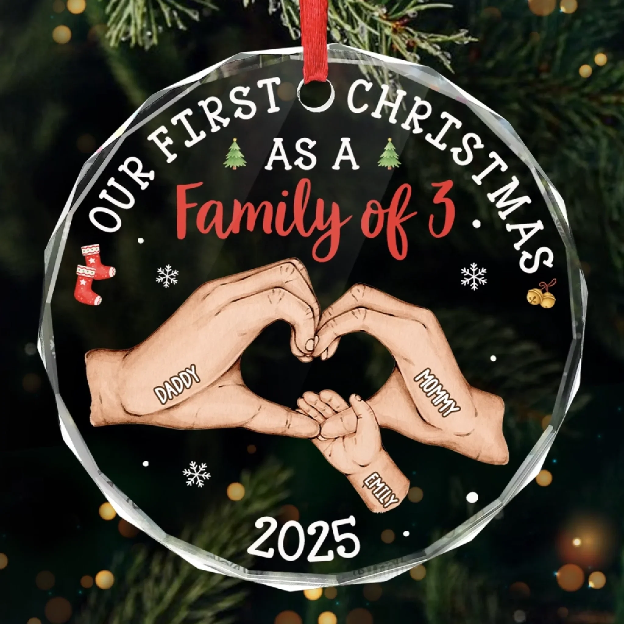 Custom Circle Glass Ornament - Personalized Christmas Birthday Gifts For Mom, Dad, Kids - Forever Our Little One - Robaser