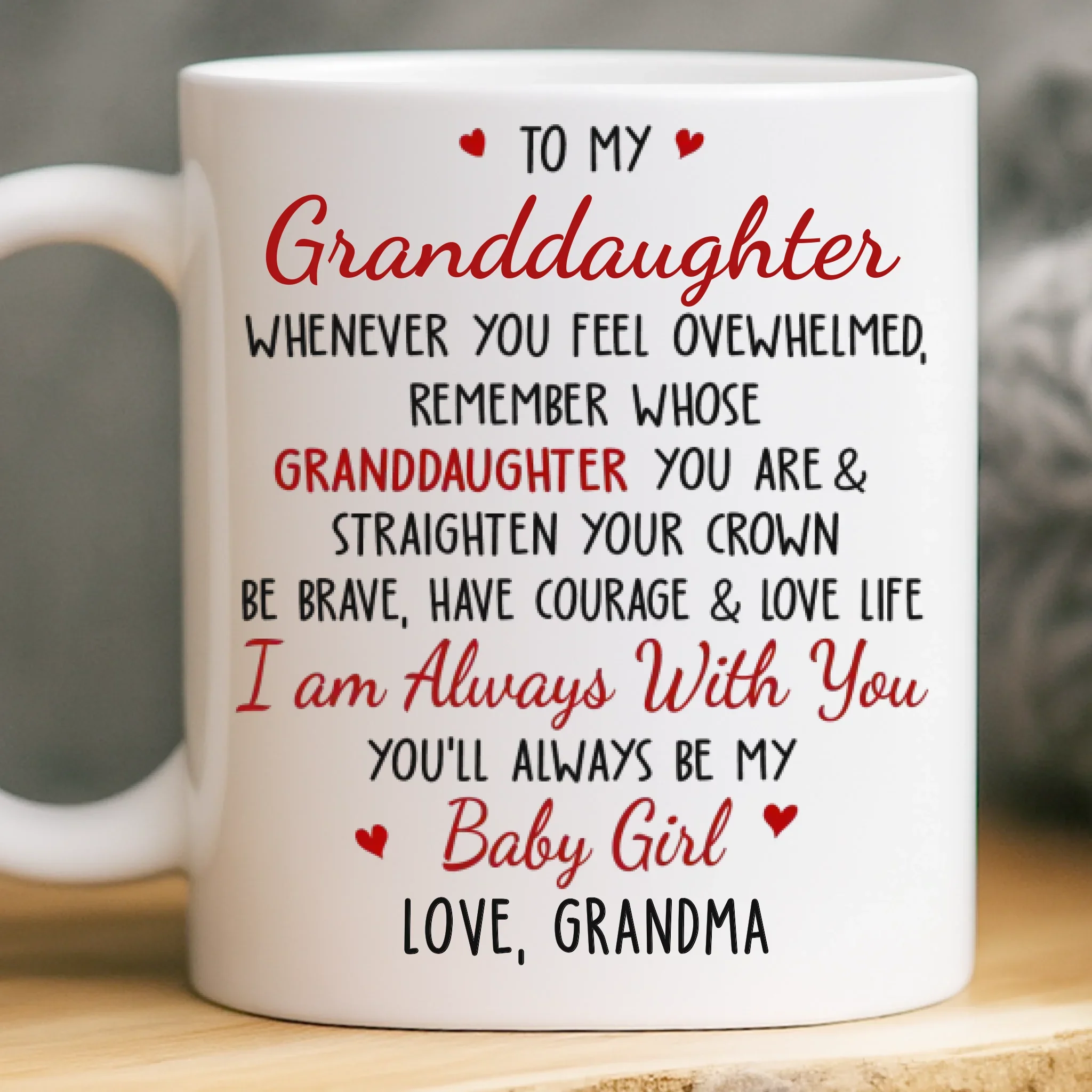 Custom Mug - Personalized Birthday Gifts For Grandma, Granddaughter - Your Strength Lights My Way - Robaser