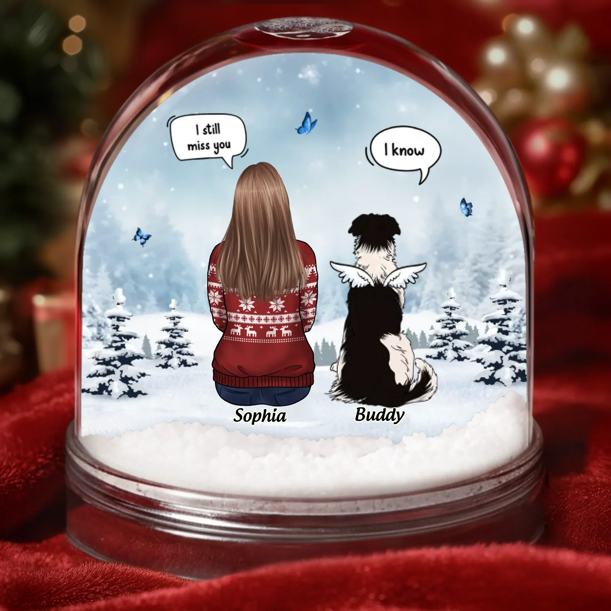 Custom Acrylic Snow Globe - Personalized Pet Christmas Memorial Sympathy Gifts For Dogs - Companions Etched In Gentle Memory - Robaser