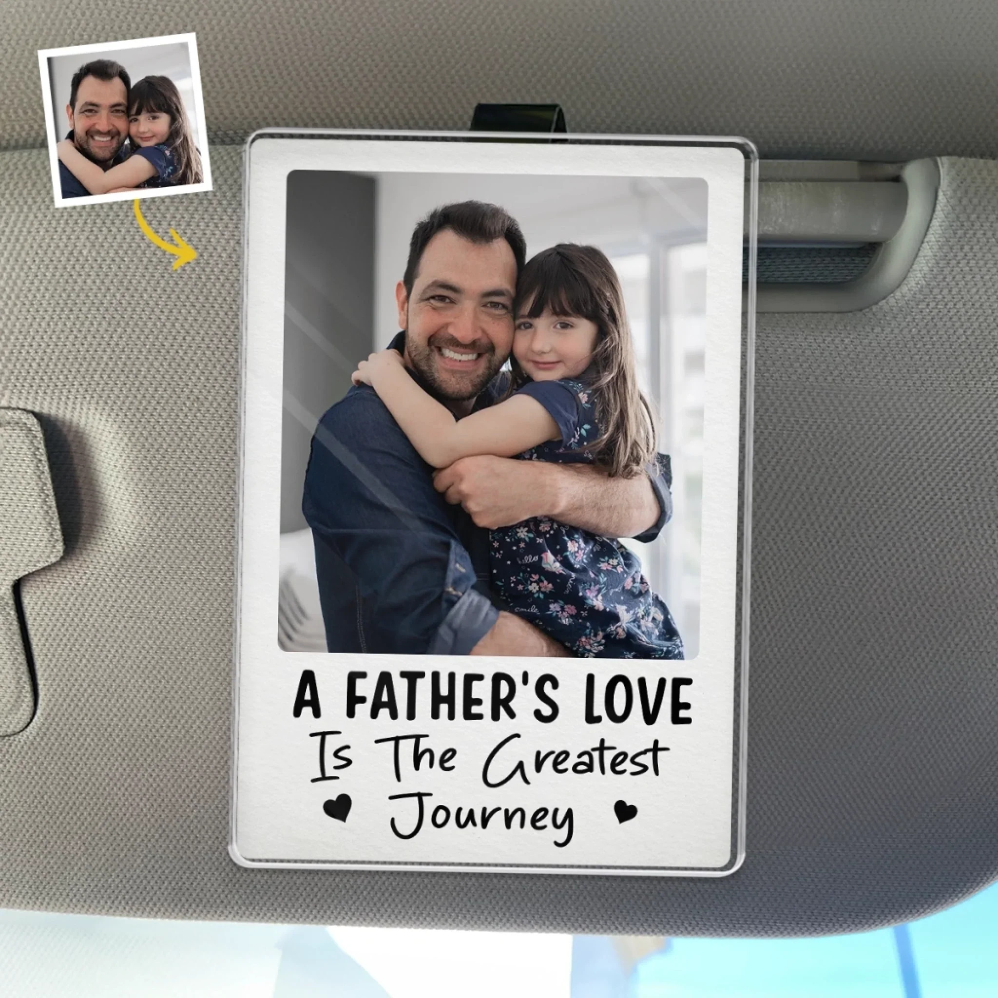 Custom Photo My Hero Drives This Car - Family Personalized Custom Acrylic Car Visor Clip - Father's Day, Gift For Dad, Grandpa - Robaser