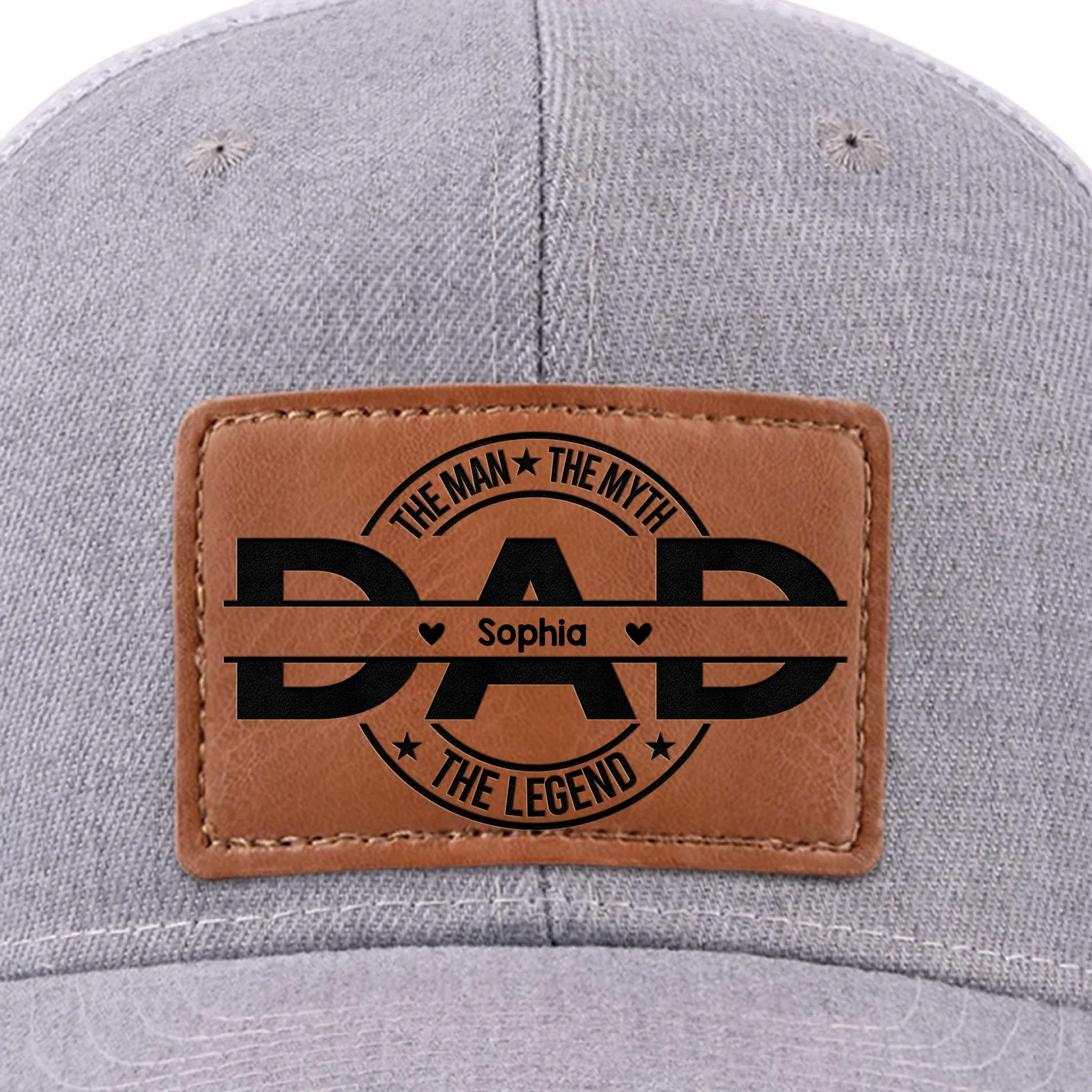 Father First Always Hero - Family Personalized Custom Leather Patch Hat - Father's Day, Gift For Dad, Grandpa - Robaser