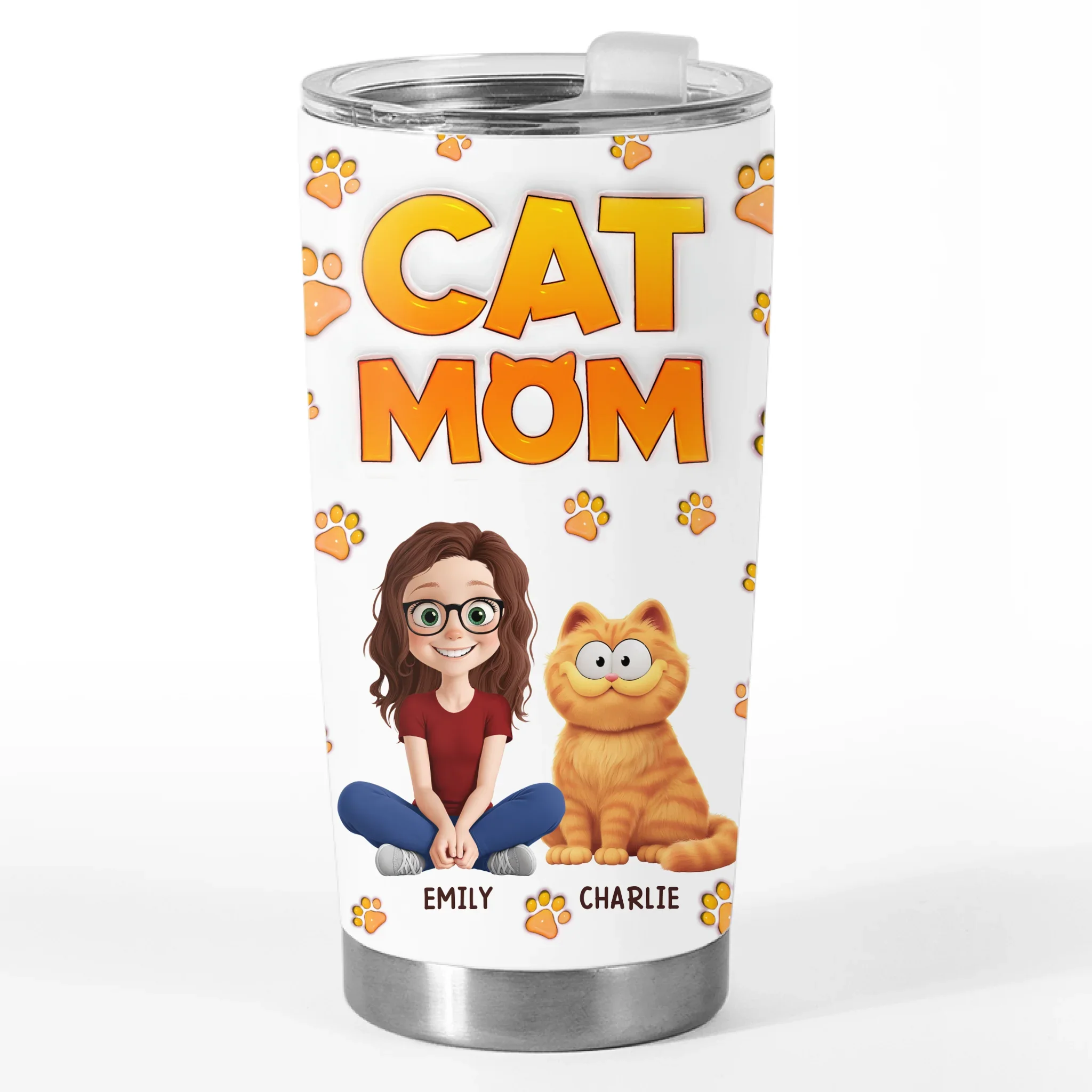 Custom 3D Inflated Effect Printed Tumbler - Personalized Birthday Gifts For Cat Lovers, Cat Mom And Dad - Cat Hair Is My Glitter - Robaser