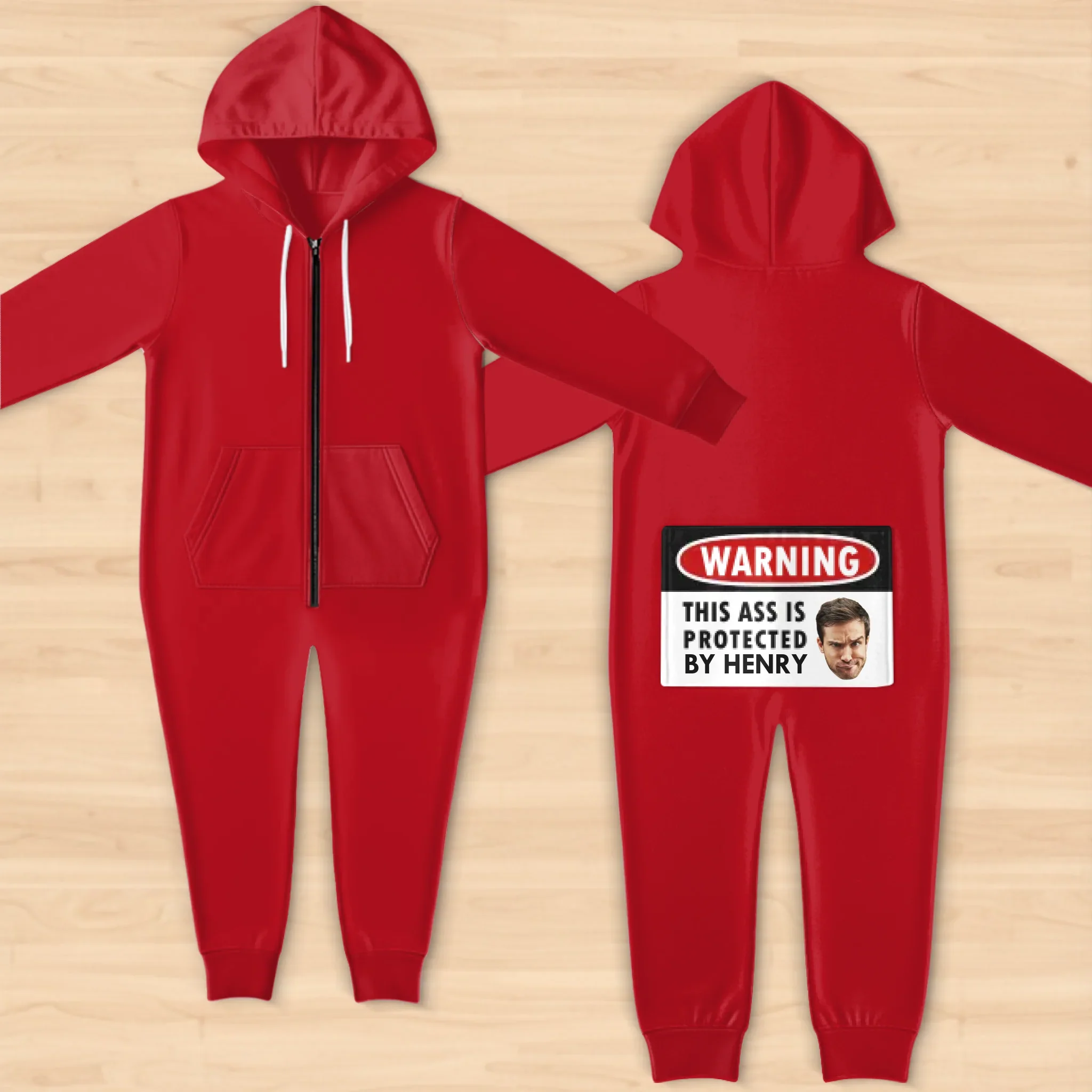 Custom Photo Adult Onesie Pajamas With Back Flap - Personalized Anniversary Christmas Wedding Gifts For Husband And Wife, Him And Her - This Love Has No Entry Zone - Robaser