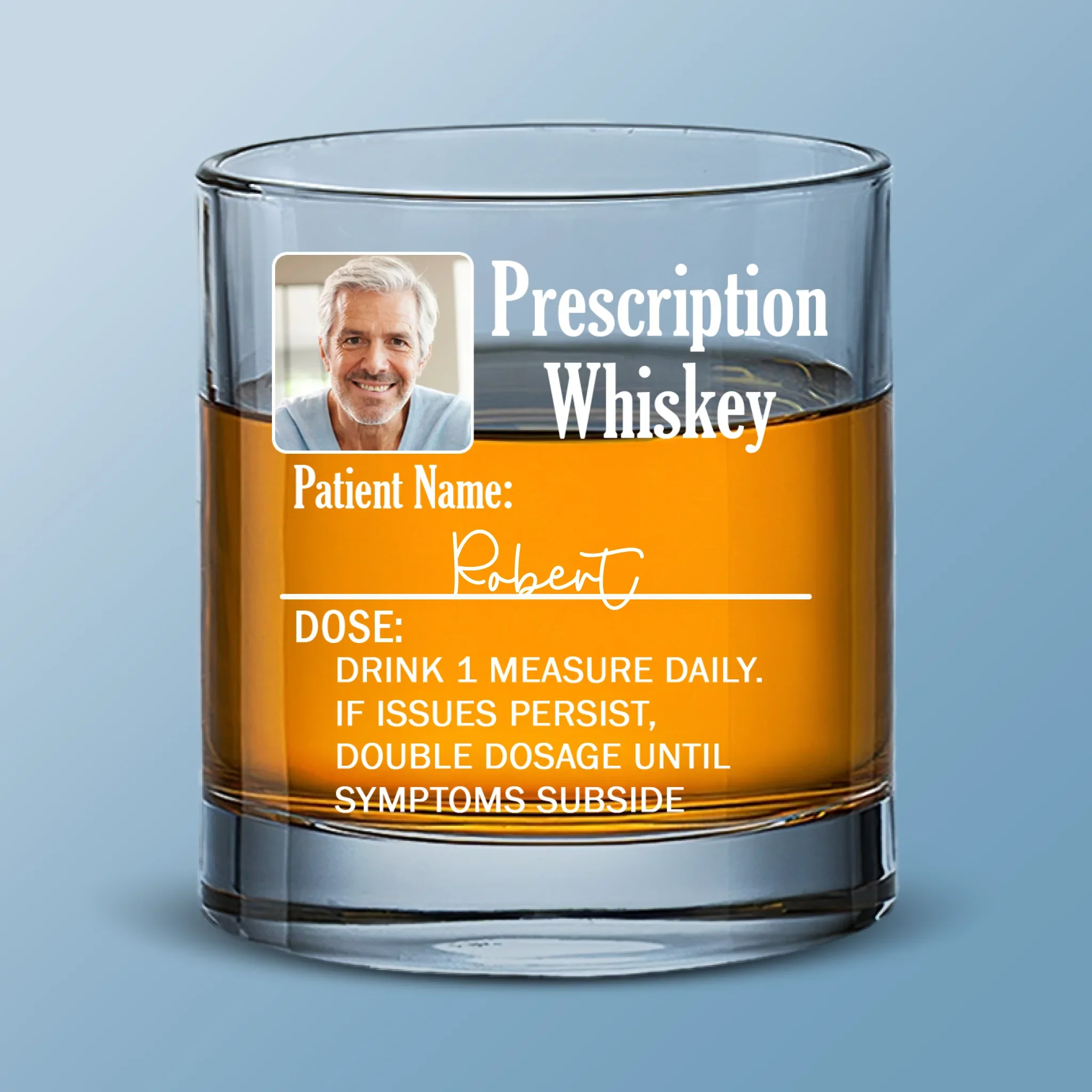 Custom Photo Your Prescription To Relax, Dad - Family Personalized Custom Whiskey Glass - Father's Day, Gift For Dad, Grandpa - Robaser