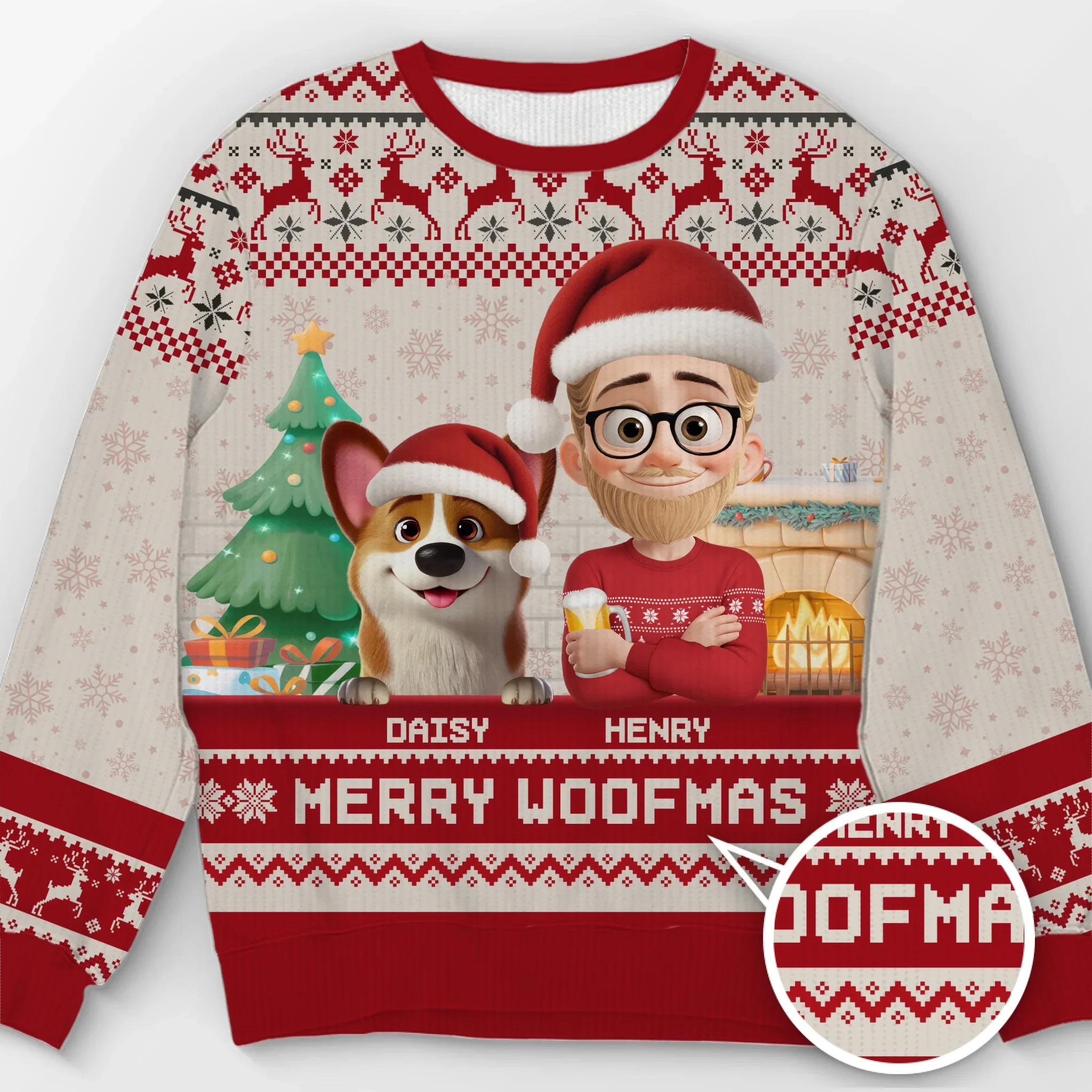 Custom Unisex Ugly Sweatshirt - Personalized  Christmas Birthday Gifts For Dog Lovers, Dog Dad And Mom - Santa Paws Is Coming To Town - Robaser