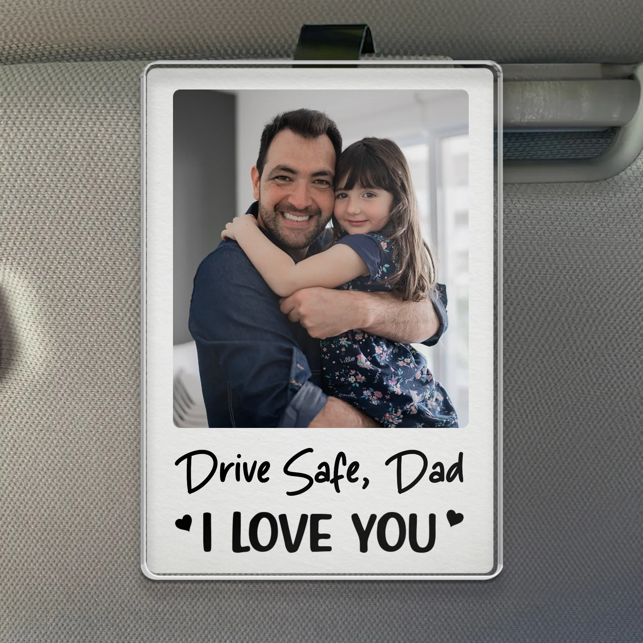 Custom Photo My Hero Drives This Car - Family Personalized Custom Acrylic Car Visor Clip - Father's Day, Gift For Dad, Grandpa - Robaser