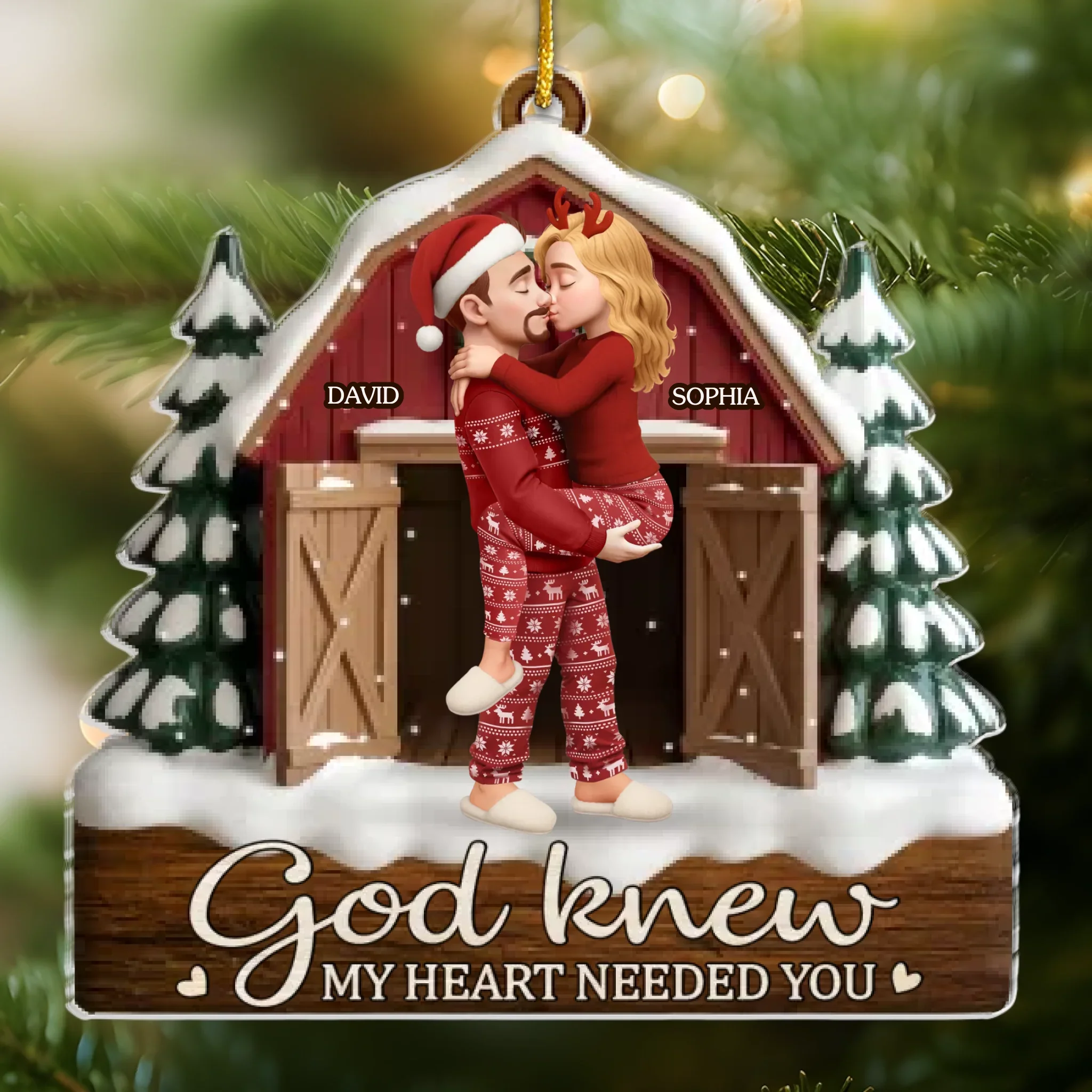 Custom Acrylic Ornament - Personalized Anniversary Christmas Wedding Gifts For Husband And Wife, Him And Her - You  re My Answered Prayer - Robaser