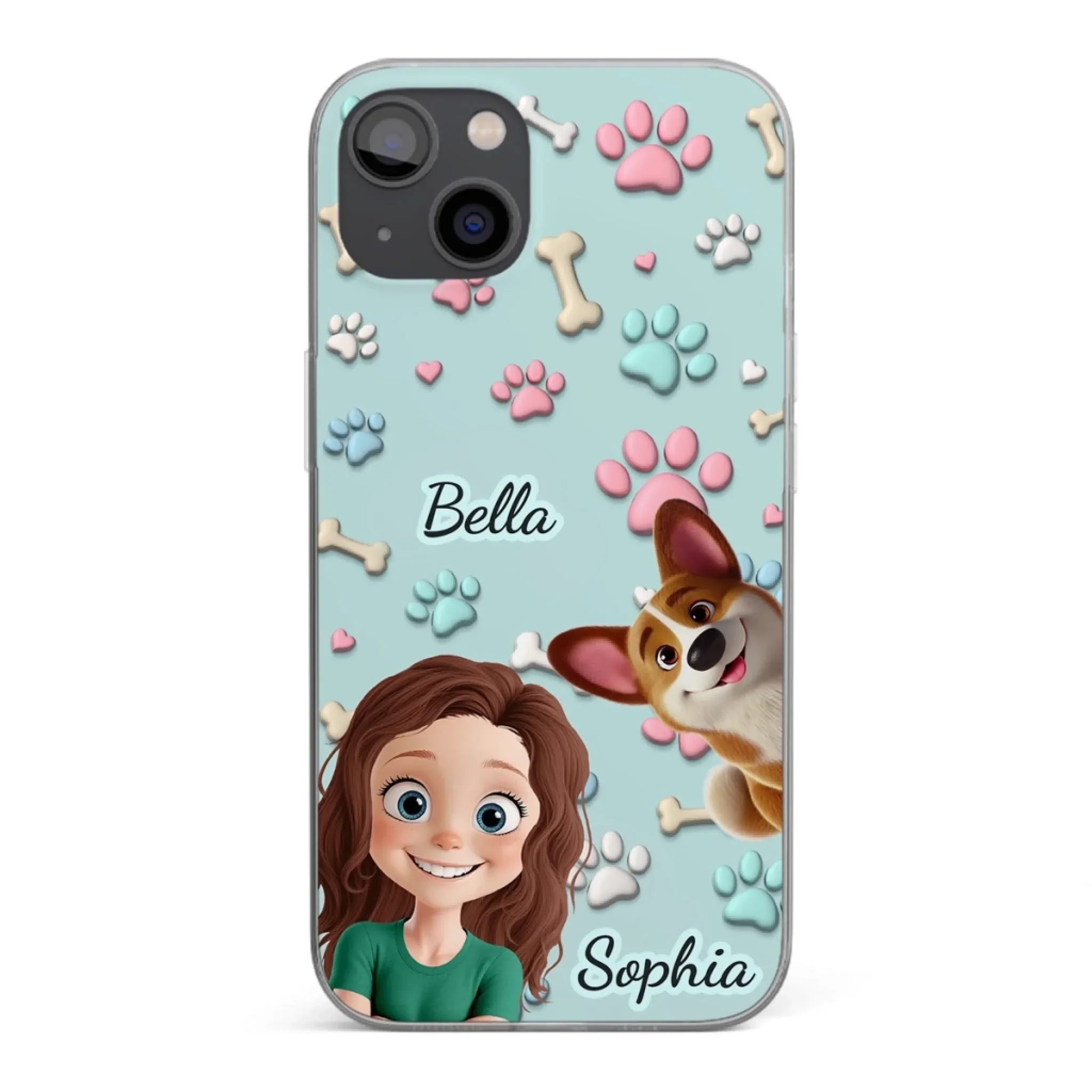 Custom 3D Inflated Effect Printed Clear Phone Case - Personalized Birthday Gifts For Dog Lovers, Dog Dad And Mom - Pawfect Moments Together - Robaser