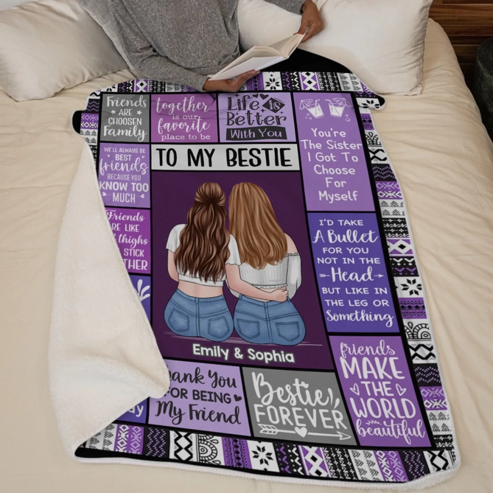 Custom Blanket - Personalized Best Friend Christmas Birthday Gifts For Women, Besties, Sisters, BFF - Always Better With My BFF - Robaser