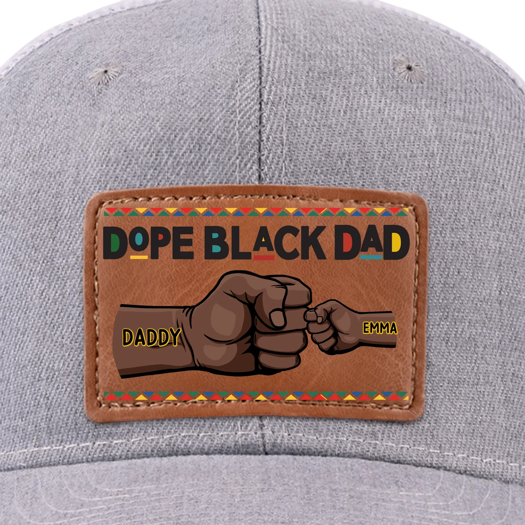Dope Black Dad, Everyday Hero - Family Personalized Custom Leather Patch Hat - Father's Day, Gift For Dad - Robaser