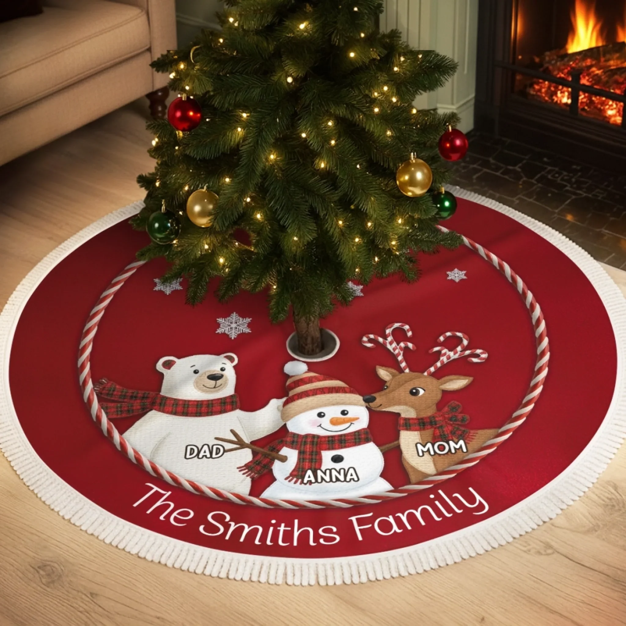 Custom Tree Skirt - Personalized Christmas Birthday Gifts For Mom, Dad, Brother, Sister, Kids - Family Makes The Season Bright - Robaser