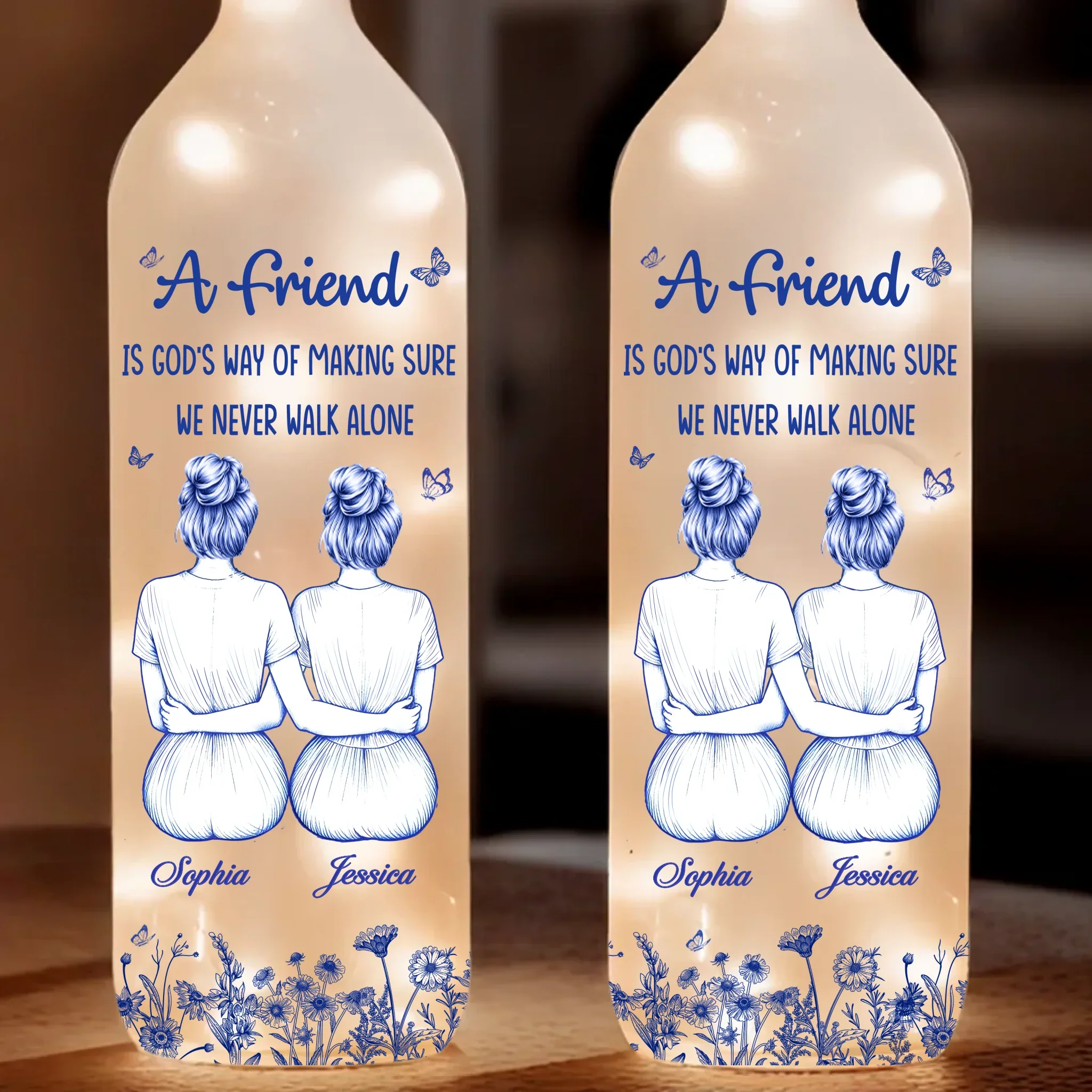 Custom Bottle Lamp - Personalized Best Friend Birthday Gifts For Women - Grow An Old Friend - Robaser