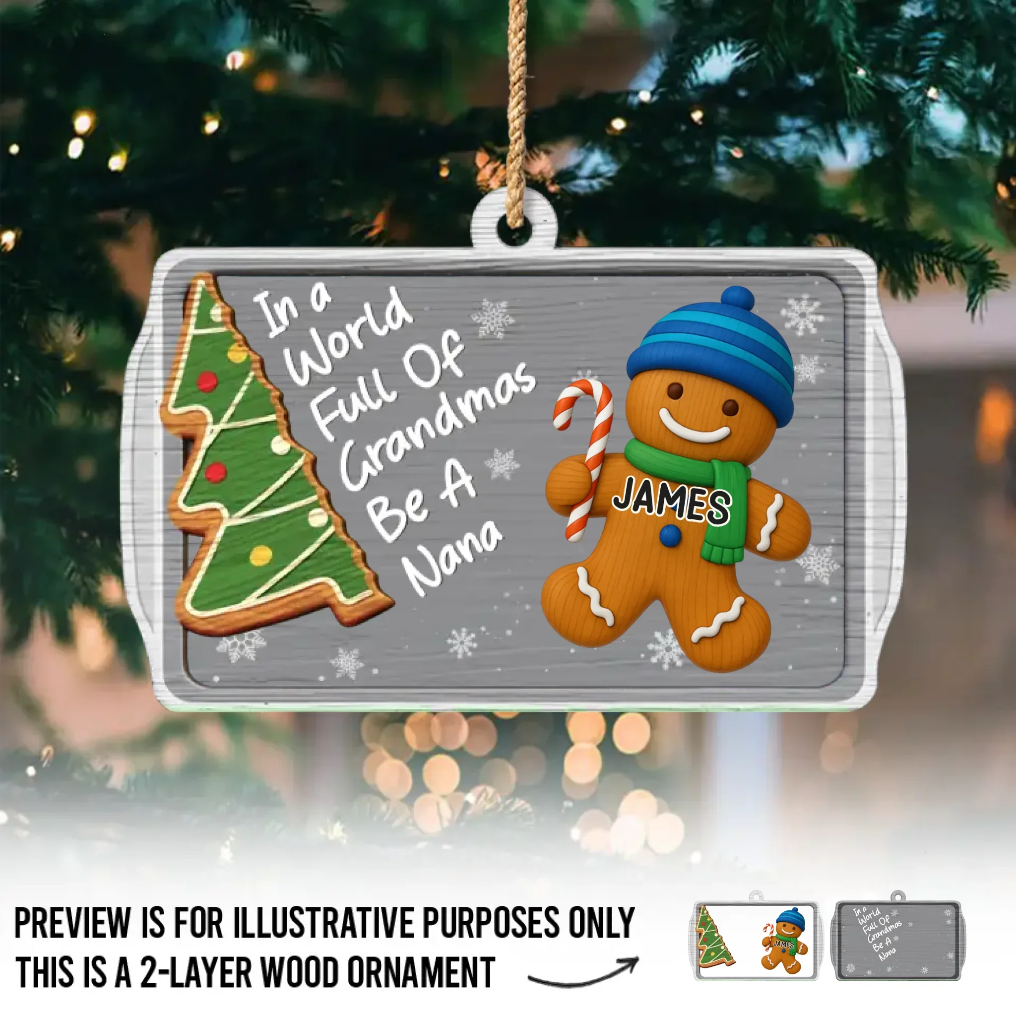 Custom Double Layer Wooden Ornament - Personalized Christmas Birthday Gifts For Mom, Grandma - Together We Make Christmas Magic - Robaser