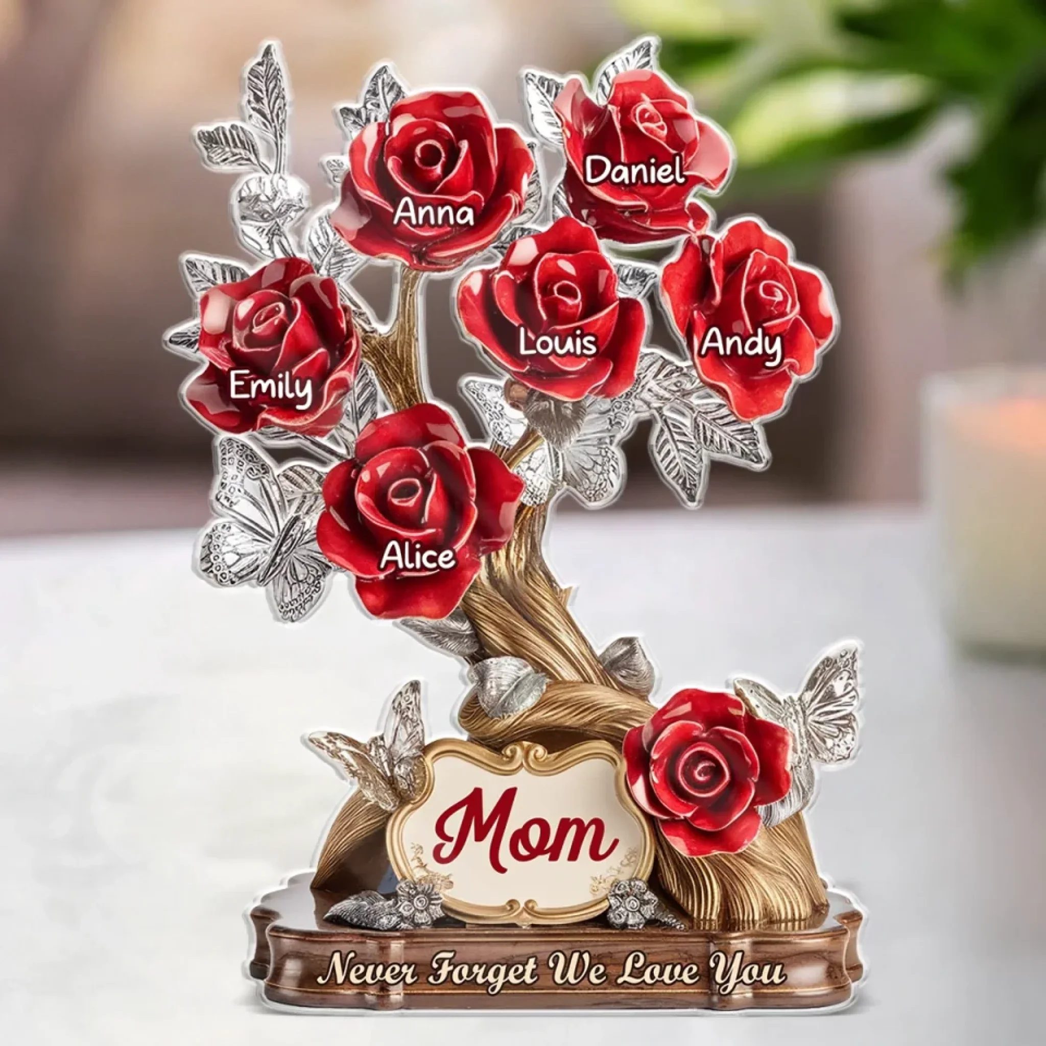 Each Rose, A Piece Of Her Heart - Family Personalized Custom Acrylic Plaque Custom Shape - Mother's Day, Gift For Mom, Grandma - Robaser
