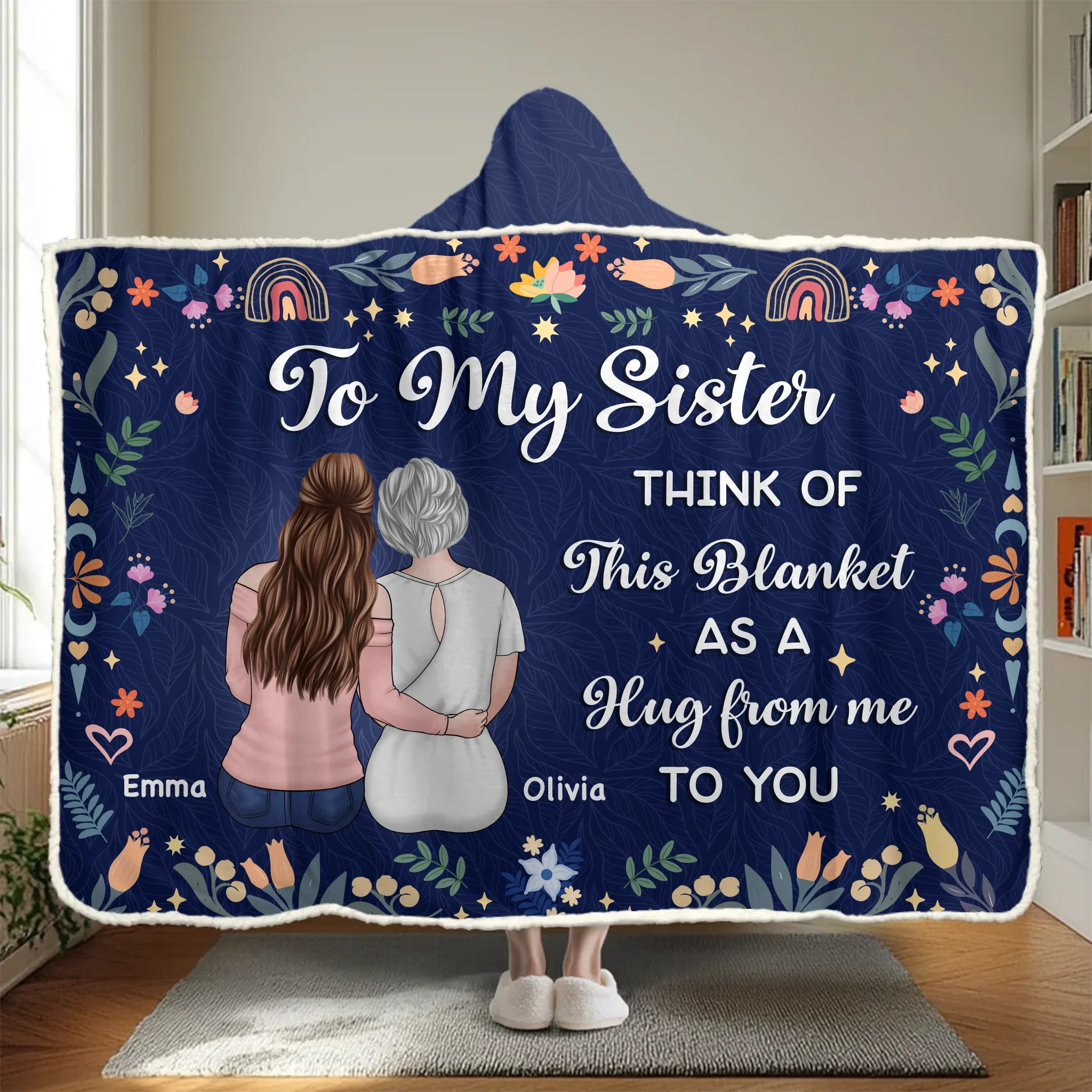 Custom Snuggle Blanket, Hoodie Blanket - Personalized Best Friend Birthday Gifts For Women, Besties, Sisters, BFF - Besties Make Life Sparkle Brighter - Robaser