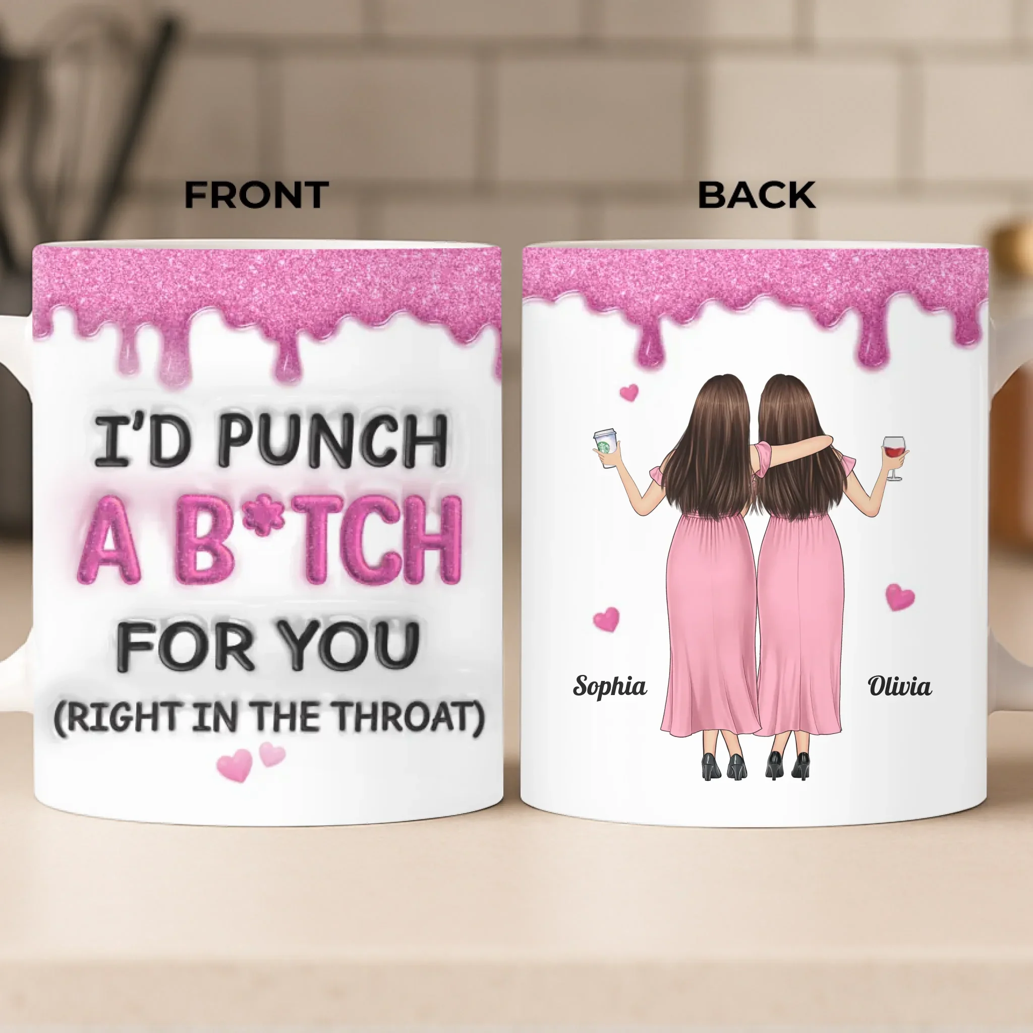 Custom Mug - Personalized Best Friend Birthday Gifts For Women, Besties, Sisters, BFF - Besties Make Life Sparkle - Robaser
