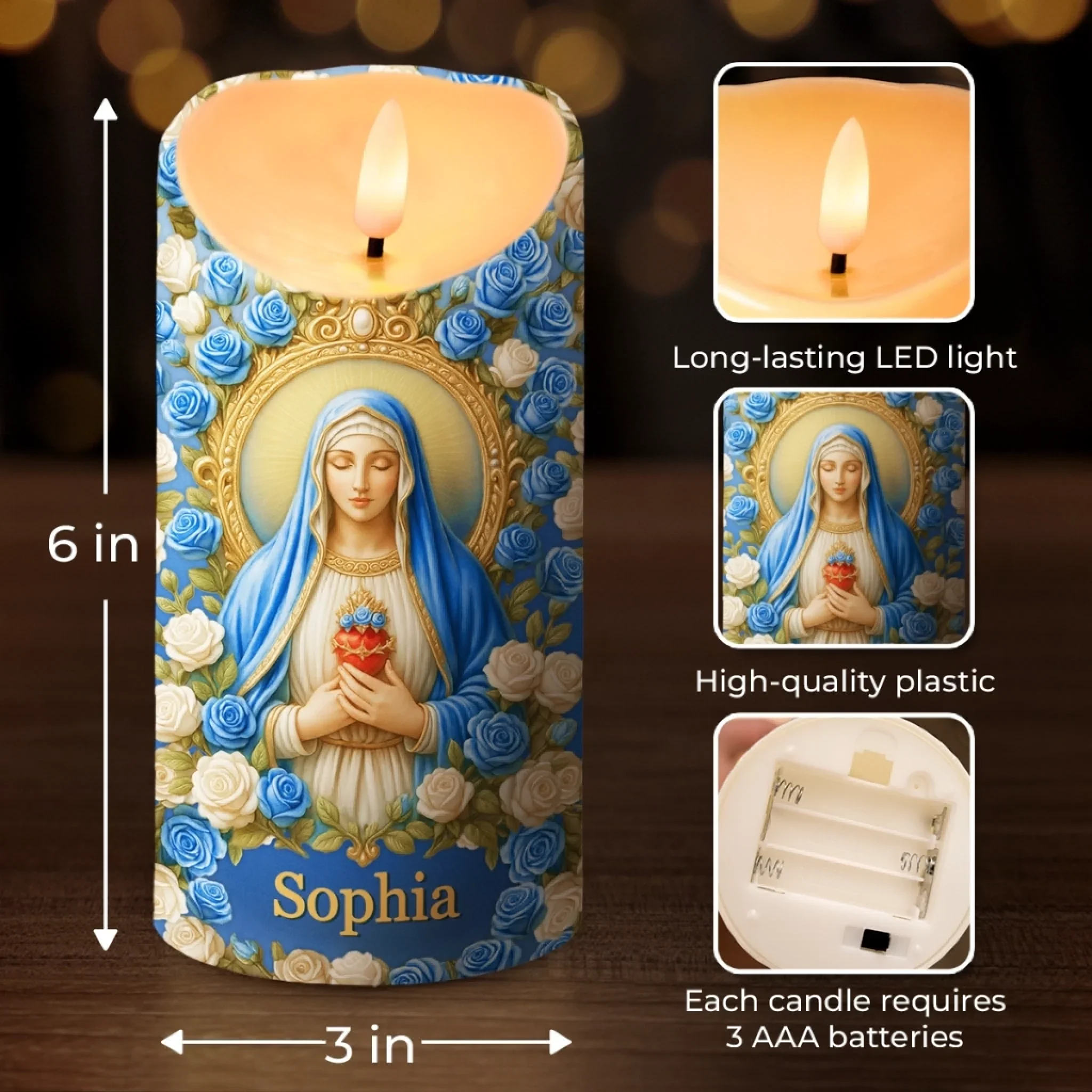 Custom 3D Inflated Effect Printed LED Candle - Personalized Christian Gifts For Women, Men, All Believers, Jesus Lovers - Guided By Grace And Love - Robaser
