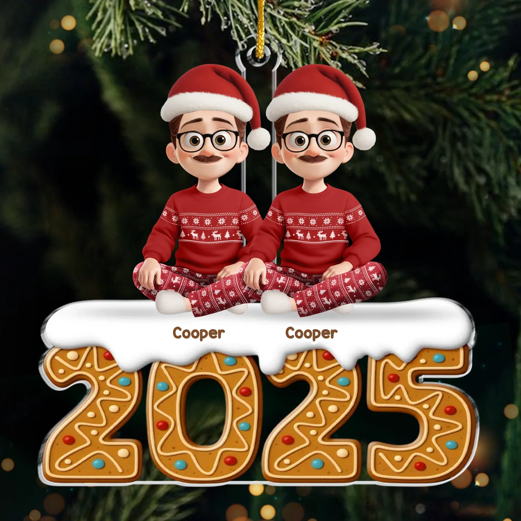 Custom Acrylic Ornament - Personalized Christmas Birthday Gifts For Family, Dog Cat Lovers - Gingerbread Dreams, Family Themes - Robaser