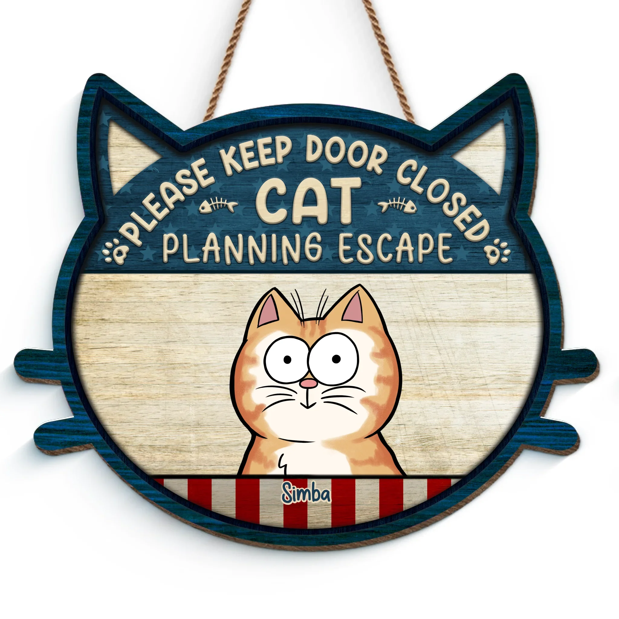 Custom Home Decor Wood Sign - Personalized Birthday Gifts For Cat Lovers, Cat Mom And Dad - Please Keep Door Closed - Robaser
