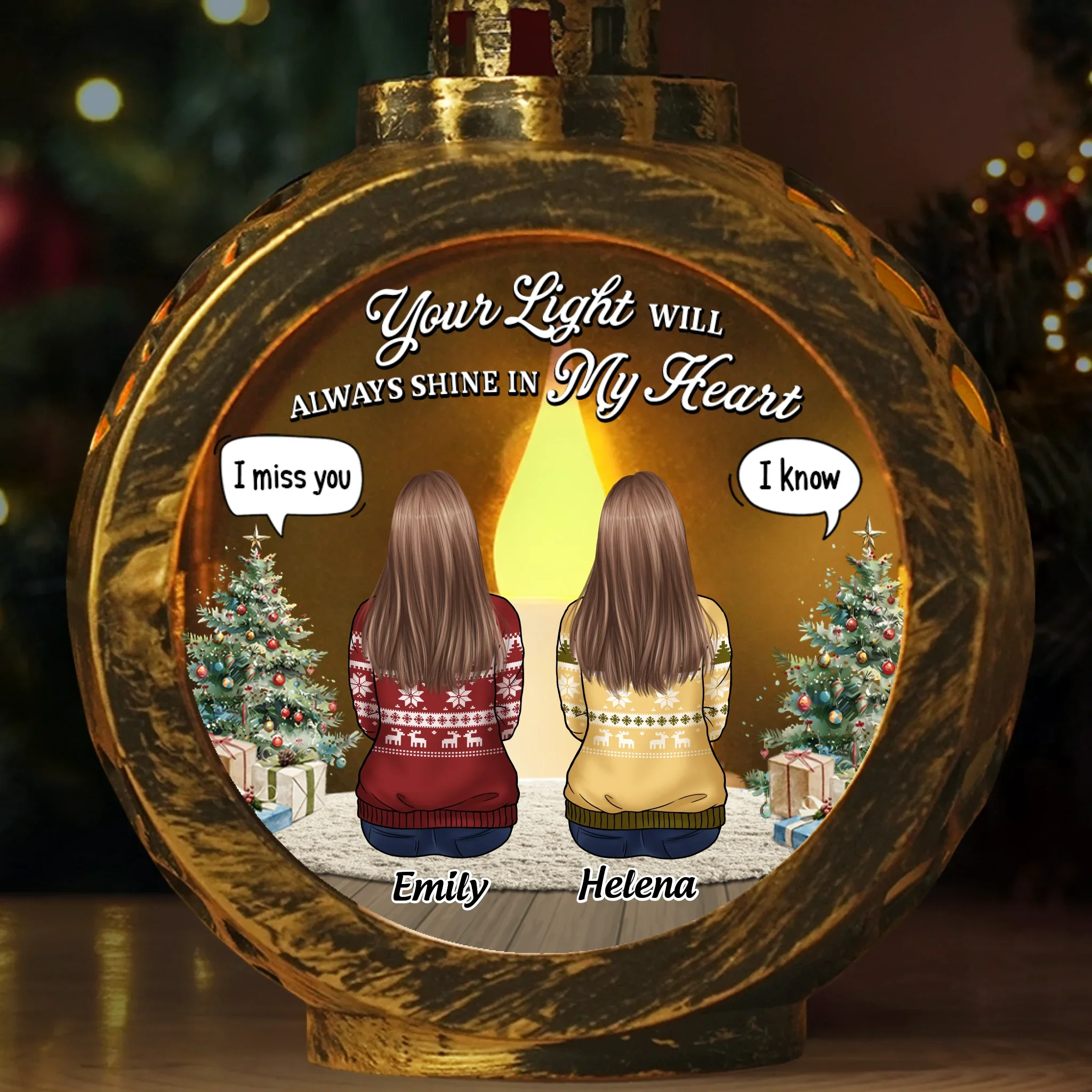 Custom Candlelight Lantern Ornament - Personalized Christmas Memorial Sympathy Gifts For Loss Of Mom, Dad - Together In Spirit, Forever In Love - Robaser