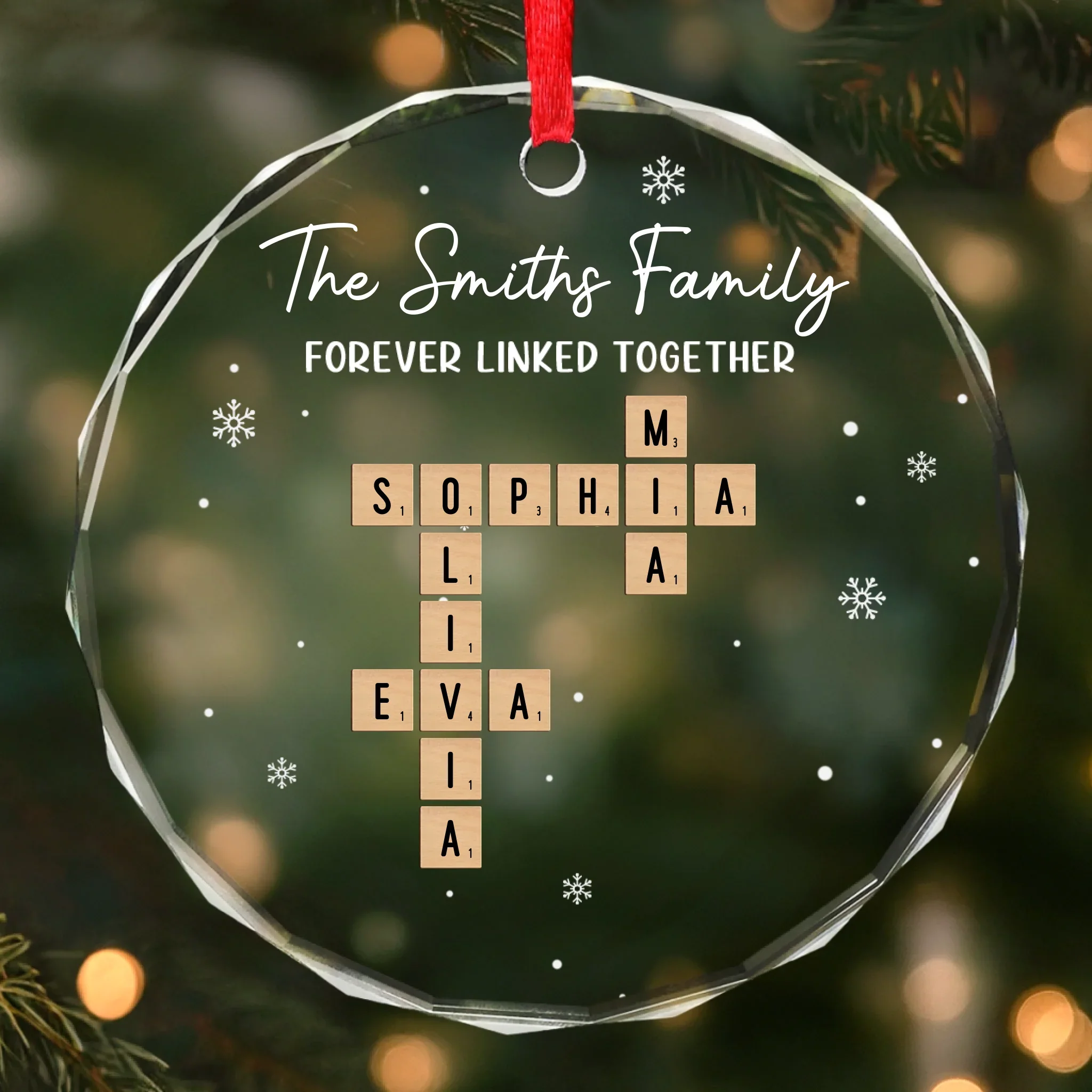 Custom Scrabble Circle Glass Ornament - Personalized Christmas Birthday Gifts For Grandpa, Grandma - Gifts Of Love Await - Robaser