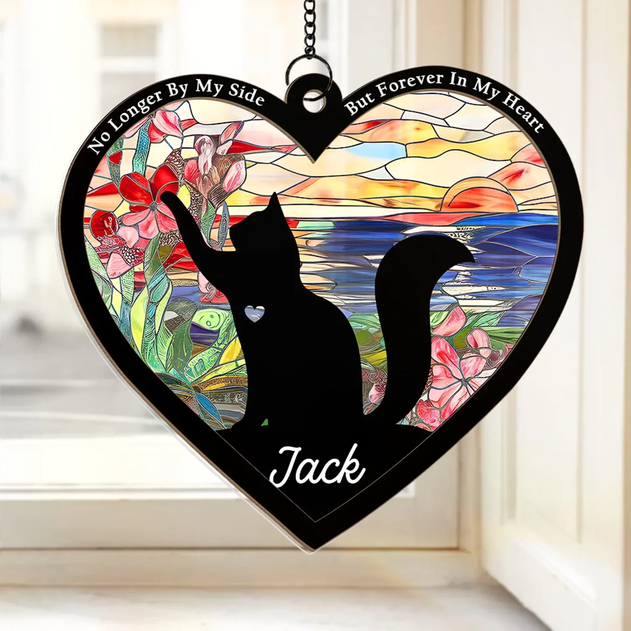 A Cat  s Love, An Eternal Memory - Memorial Personalized Window Hanging Suncatcher Ornament - Sympathy Gift For Pet Owners, Pet Lovers - Robaser