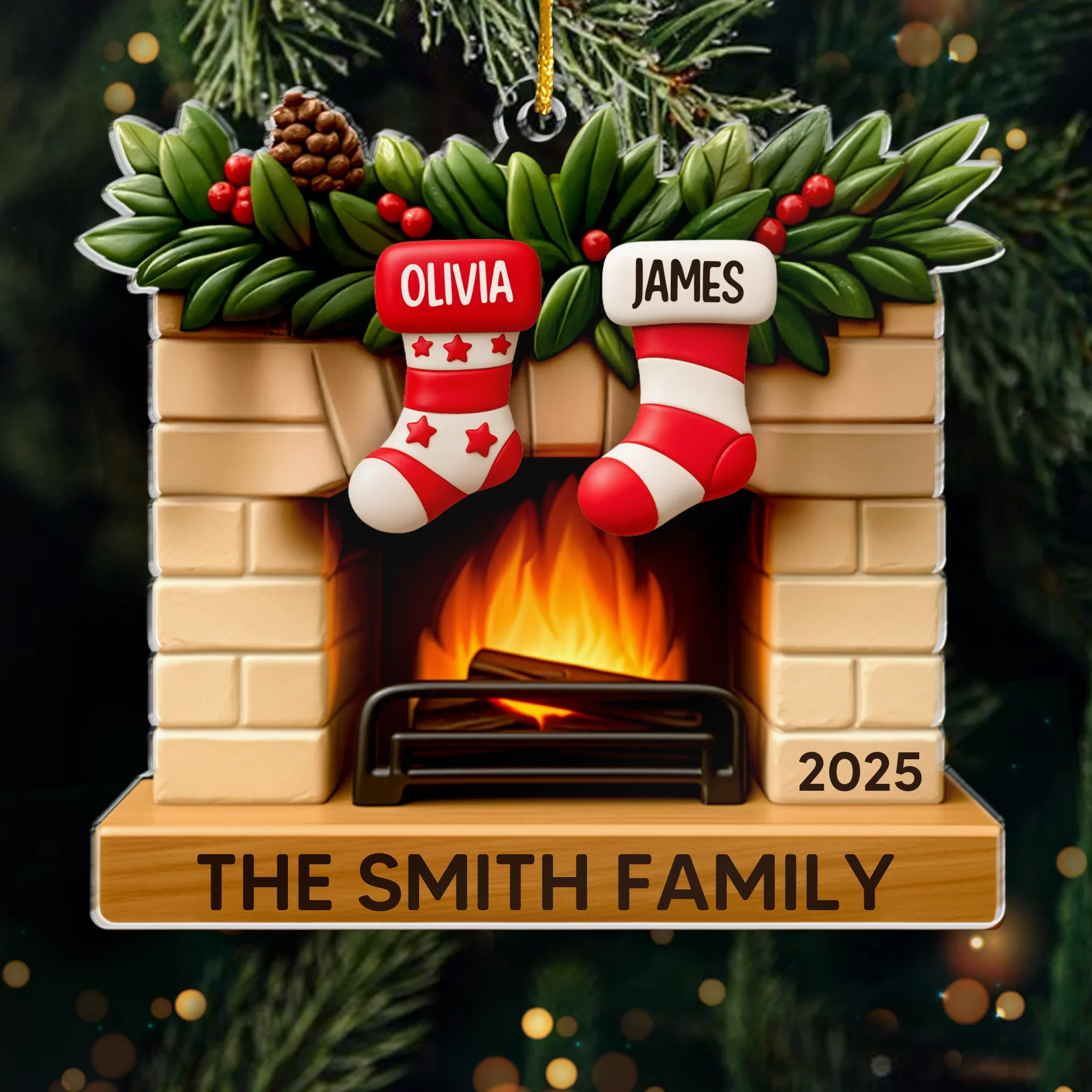 Custom Acrylic Ornament - Personalized Christmas Birthday Gifts For Mom, Dad, Kids - Our Merry Stockings - Robaser