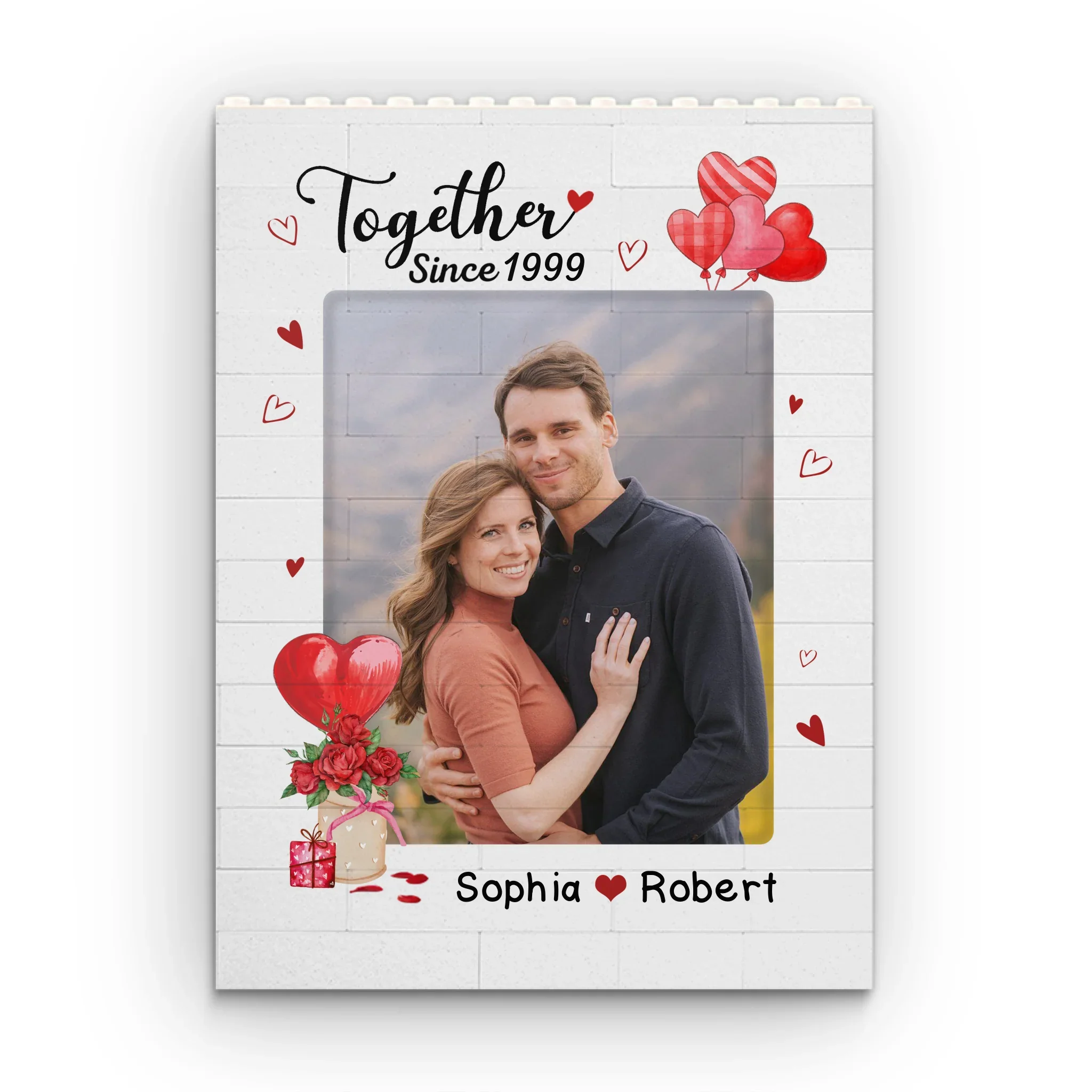 Custom Photo Vertical Rectangle Shaped Building Brick Blocks - Personalized Anniversary Wedding Gifts For Husband And Wife, Him And Her - Together Forever - Robaser