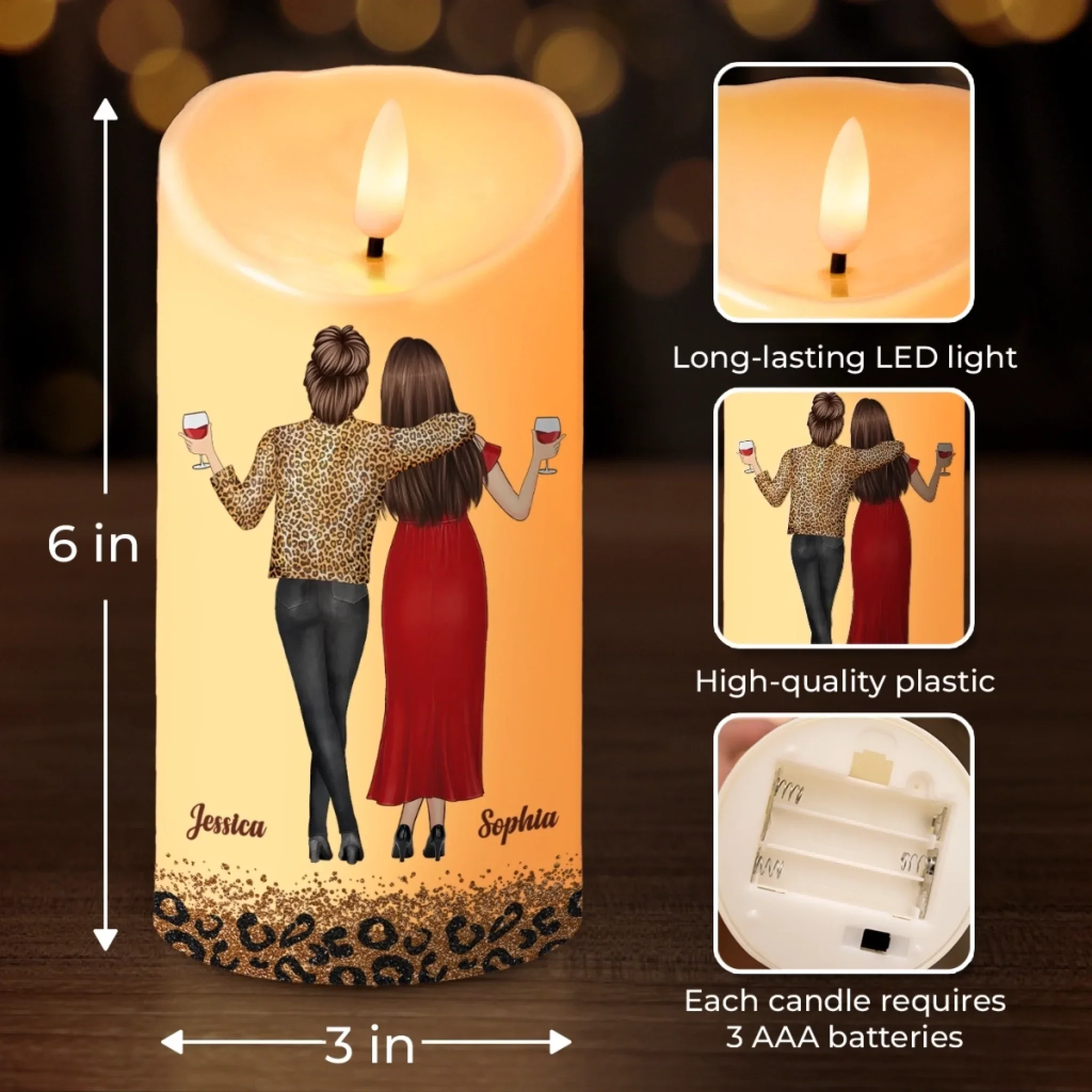 Custom LED Candle - Personalized Best Friend Birthday Gifts For Women, Besties, Sisters, BFF - You Make Every Day Brighter - Robaser