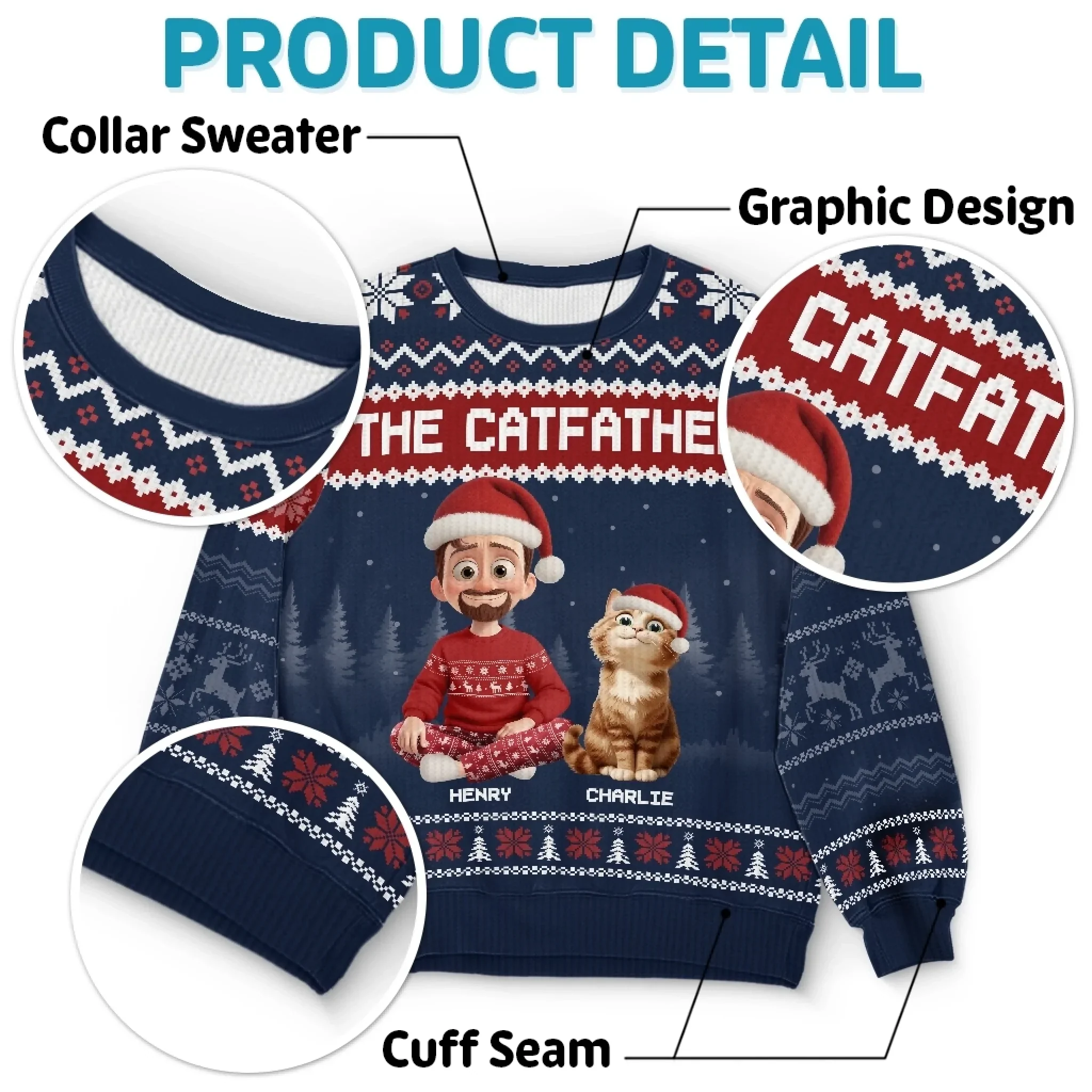 Custom Unisex Ugly Sweatshirt - Personalized  Christmas Birthday Gifts For Cat Lovers, Cat Mom And Dad - Purrfectly Loved - Robaser