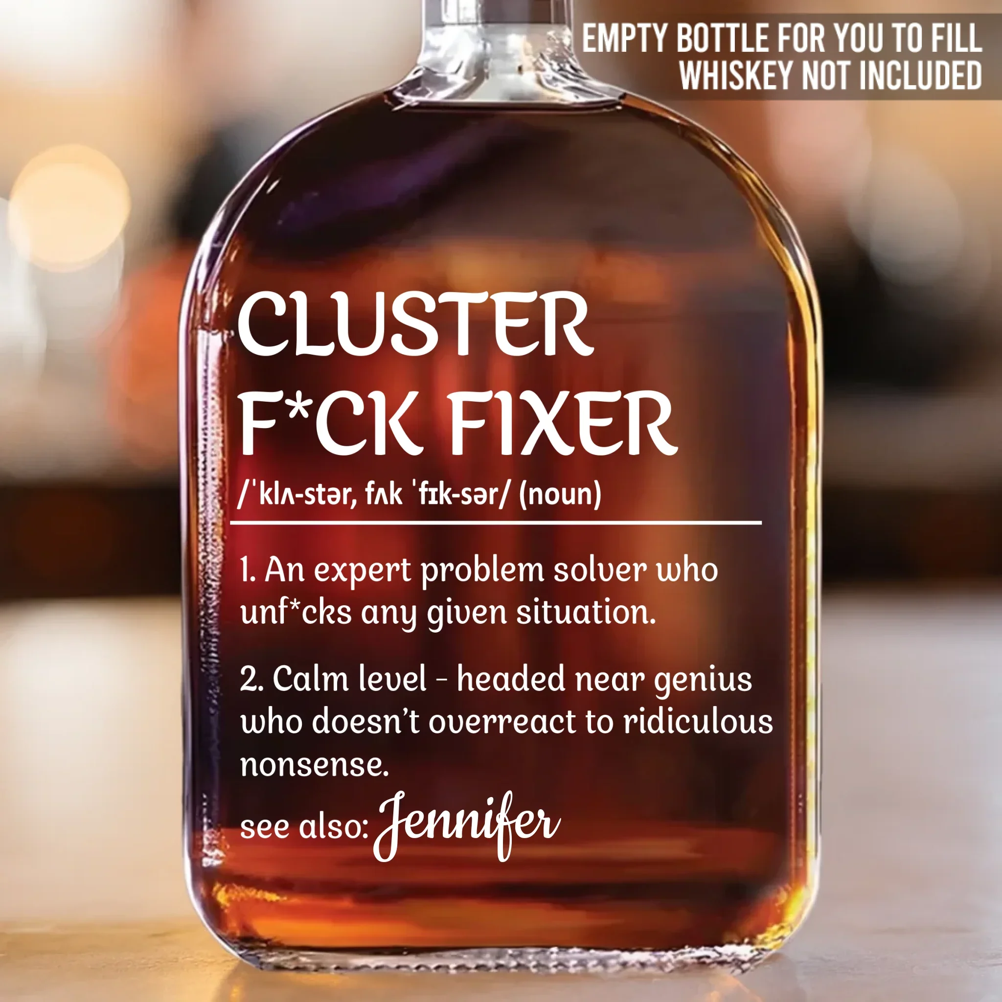 Fixing Disasters, One Cluster At A Time - Coworker Personalized Custom Whiskey Bottle - Gift For Coworkers, Work Friends, Colleagues - Robaser