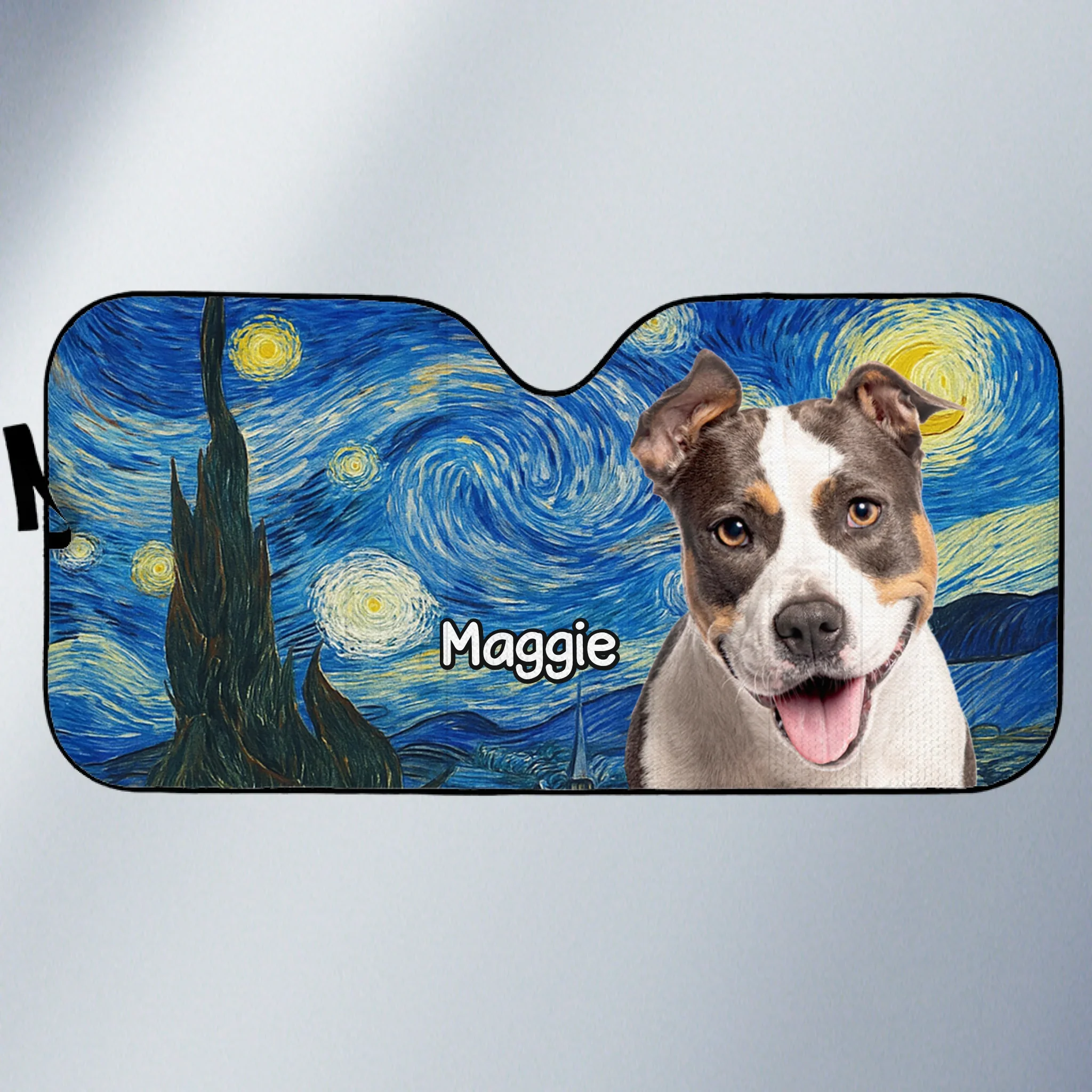 Custom Photo Auto Windshield Sunshade, Car Window Protector - Personalized Birthday Gifts For Dog Cat Lovers, Dog Dad And Mom, Cat Owners - Painted In Fur And Stars - Robaser