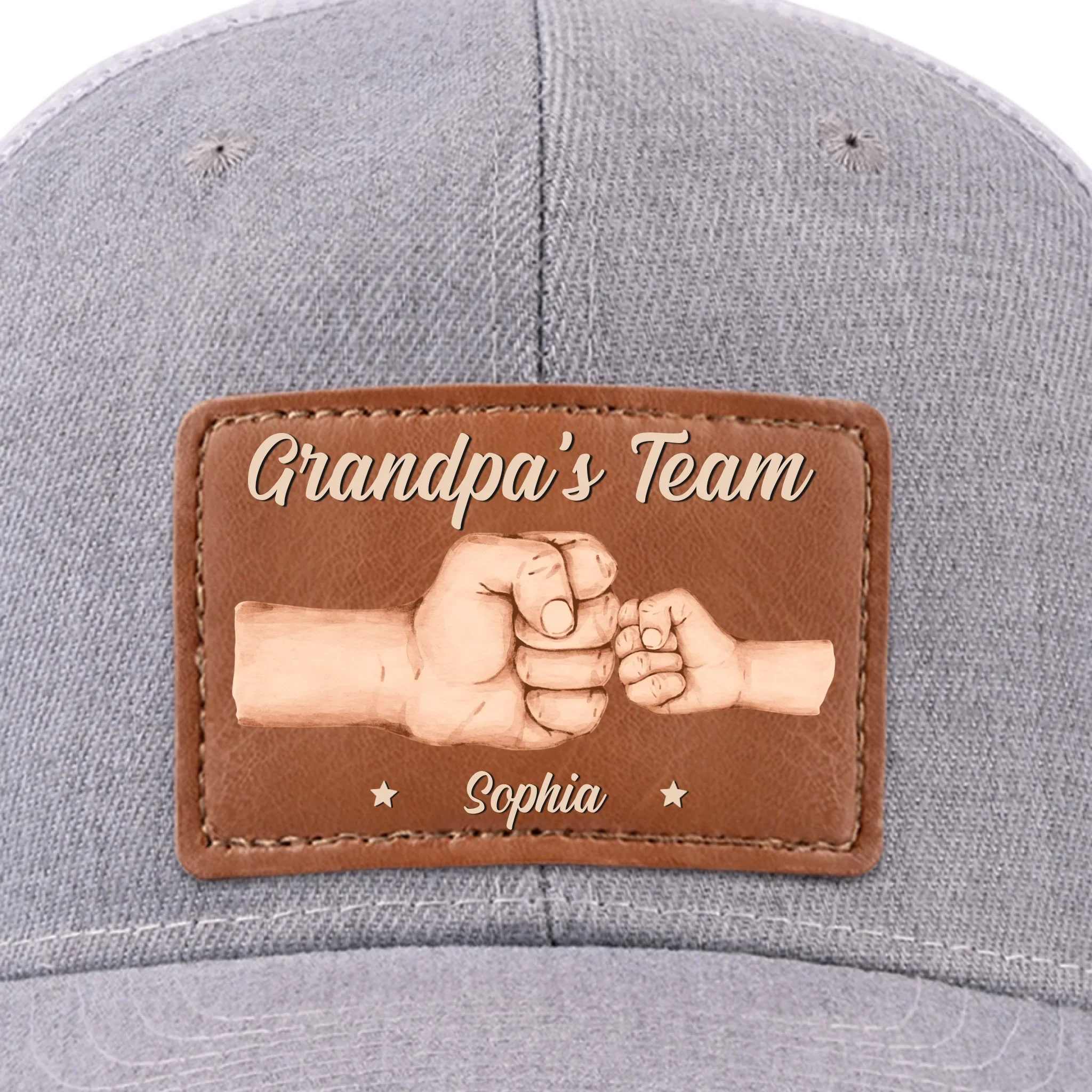 Team Daddy, No Substitutes - Family Personalized Custom Leather Patch Hat - Father's Day, Gift For Dad, Grandpa - Robaser