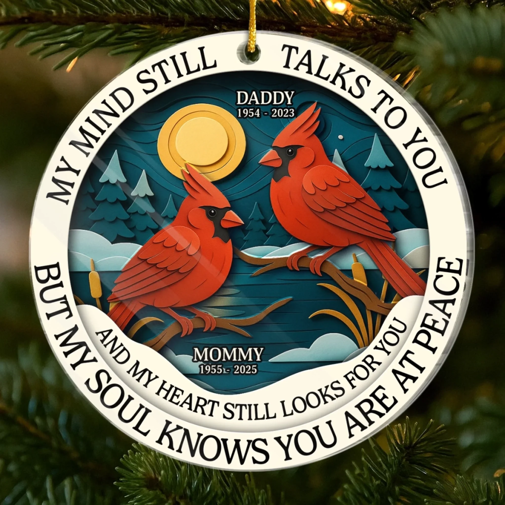 Custom Acrylic Ornament - Personalized Christmas Memorial Sympathy Gifts For Loss Of Mom, Dad - Never Gone From Me - Robaser