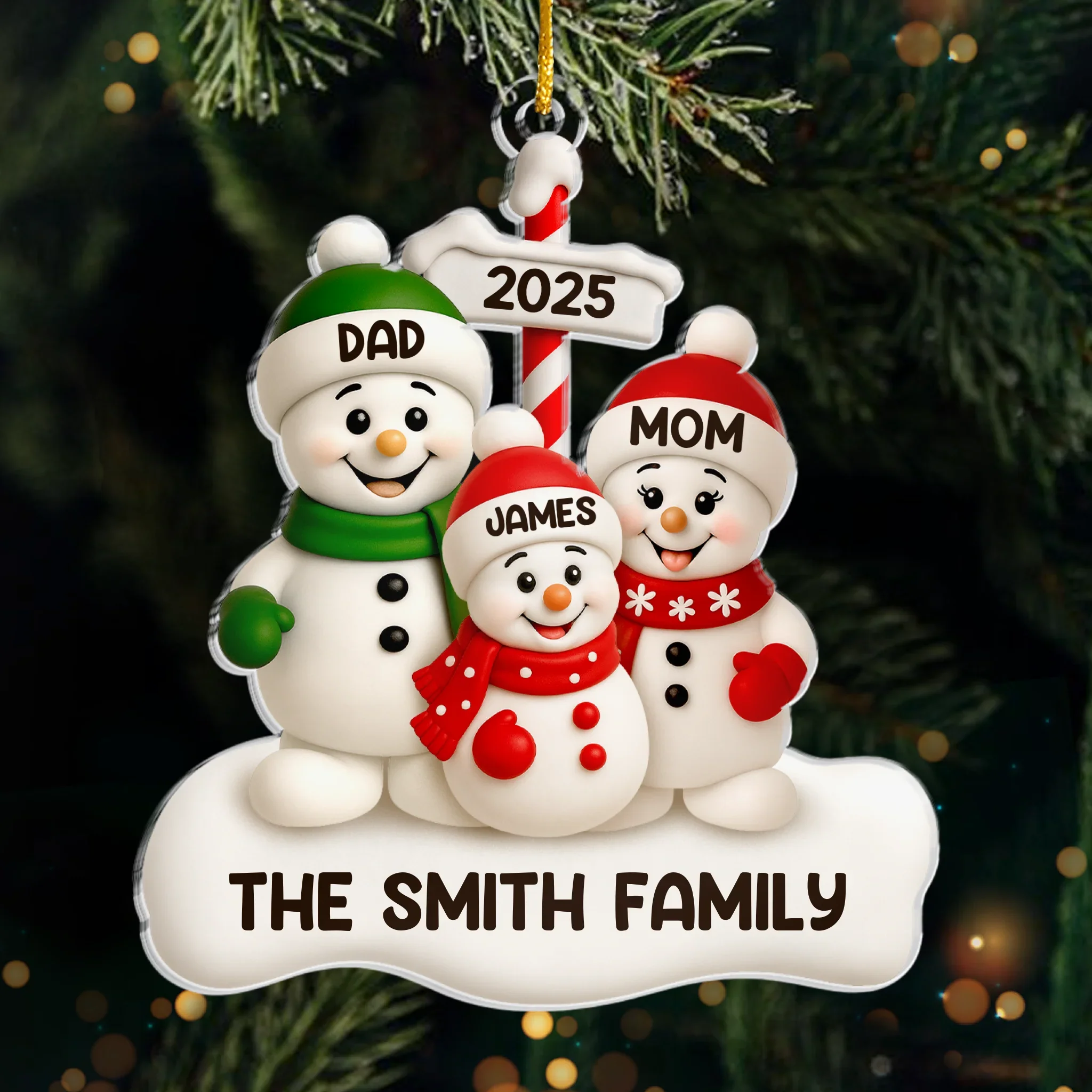 Custom Acrylic Ornament - Personalized Christmas Birthday Gifts For Mom, Dad, Kids - Together In The Snow - Robaser