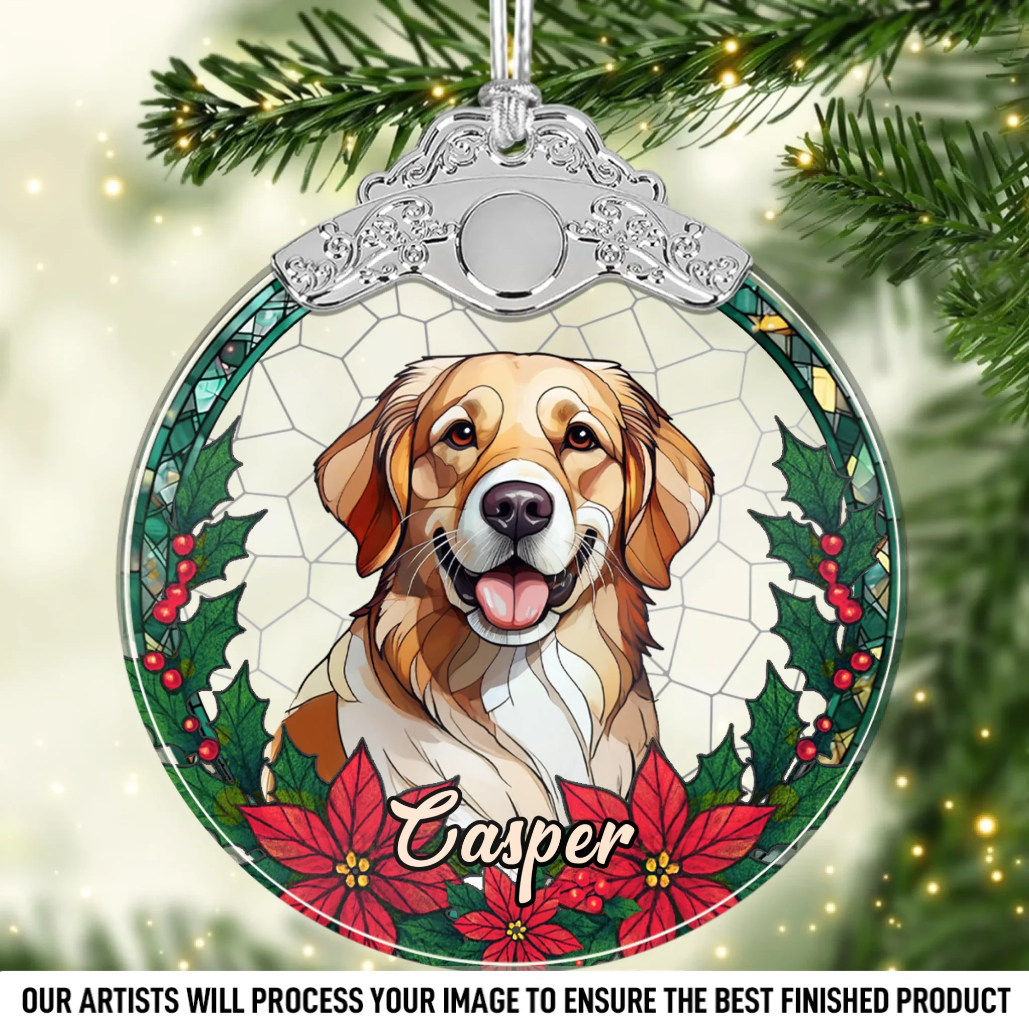 Custom Photo Glass Ornament - Personalized Christmas Birthday Gifts For Dog Cat Lovers, Dog Dad And Mom, Cat Owners - Merry Woofmas - Robaser