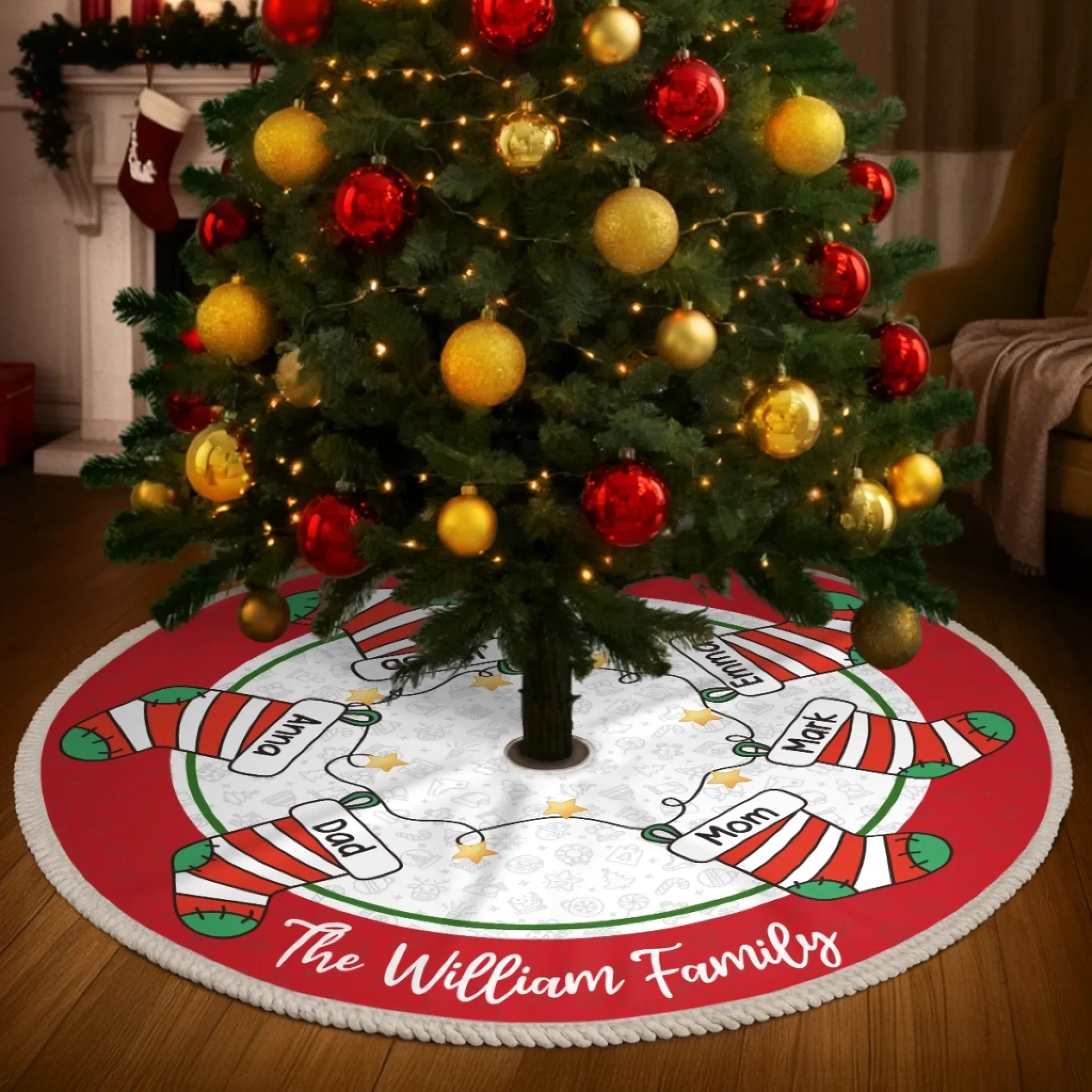 Custom Tree Skirt - Personalized Christmas Birthday Gifts For Mom, Dad, Brother, Sister, Kids - Happiness Circles Our Home - Robaser