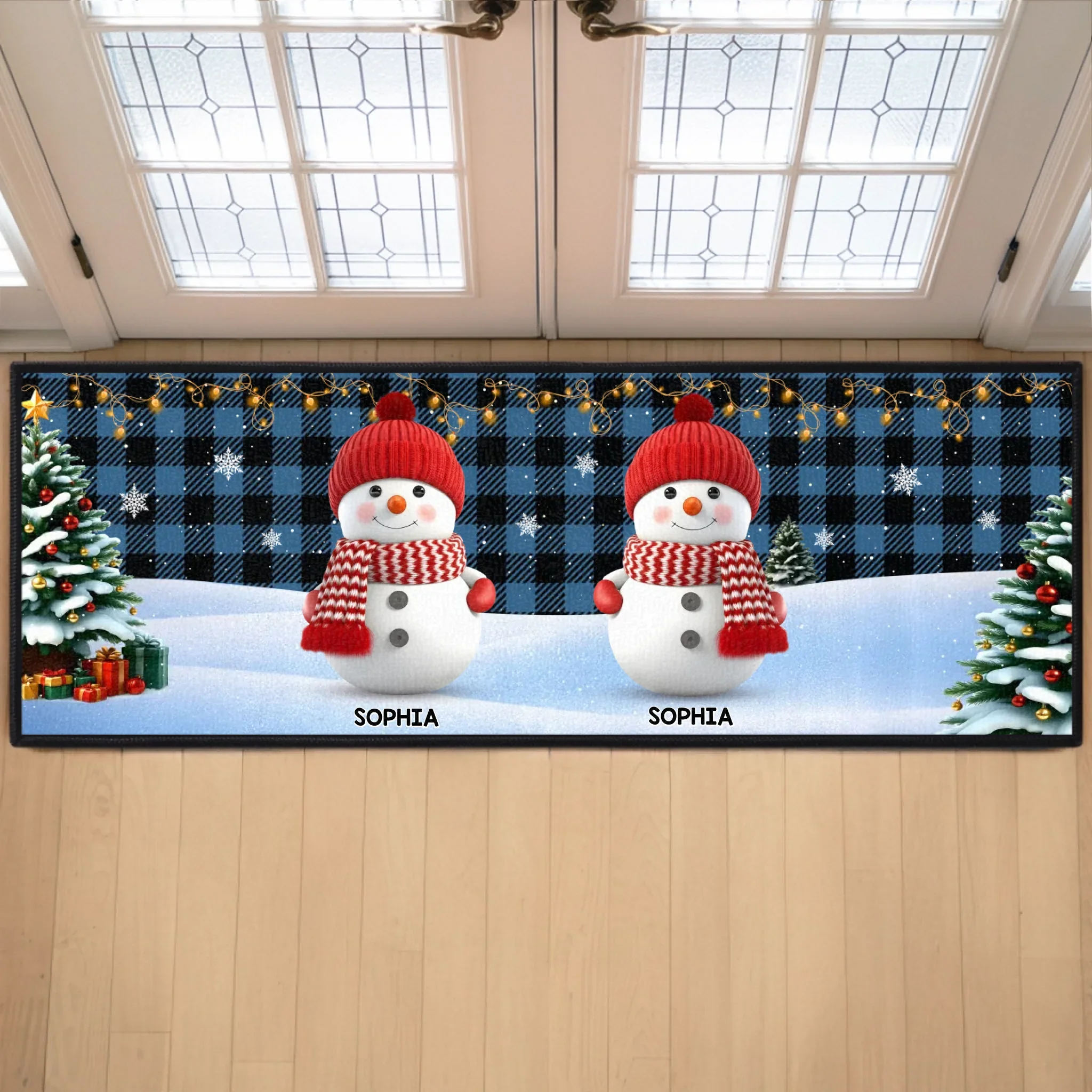 Custom Snowman Runner Rug - Personalized Christmas Birthday Gifts For Mom, Dad, Brother, Sister, Kids - Welcome To Our Winter Wonderland - Robaser