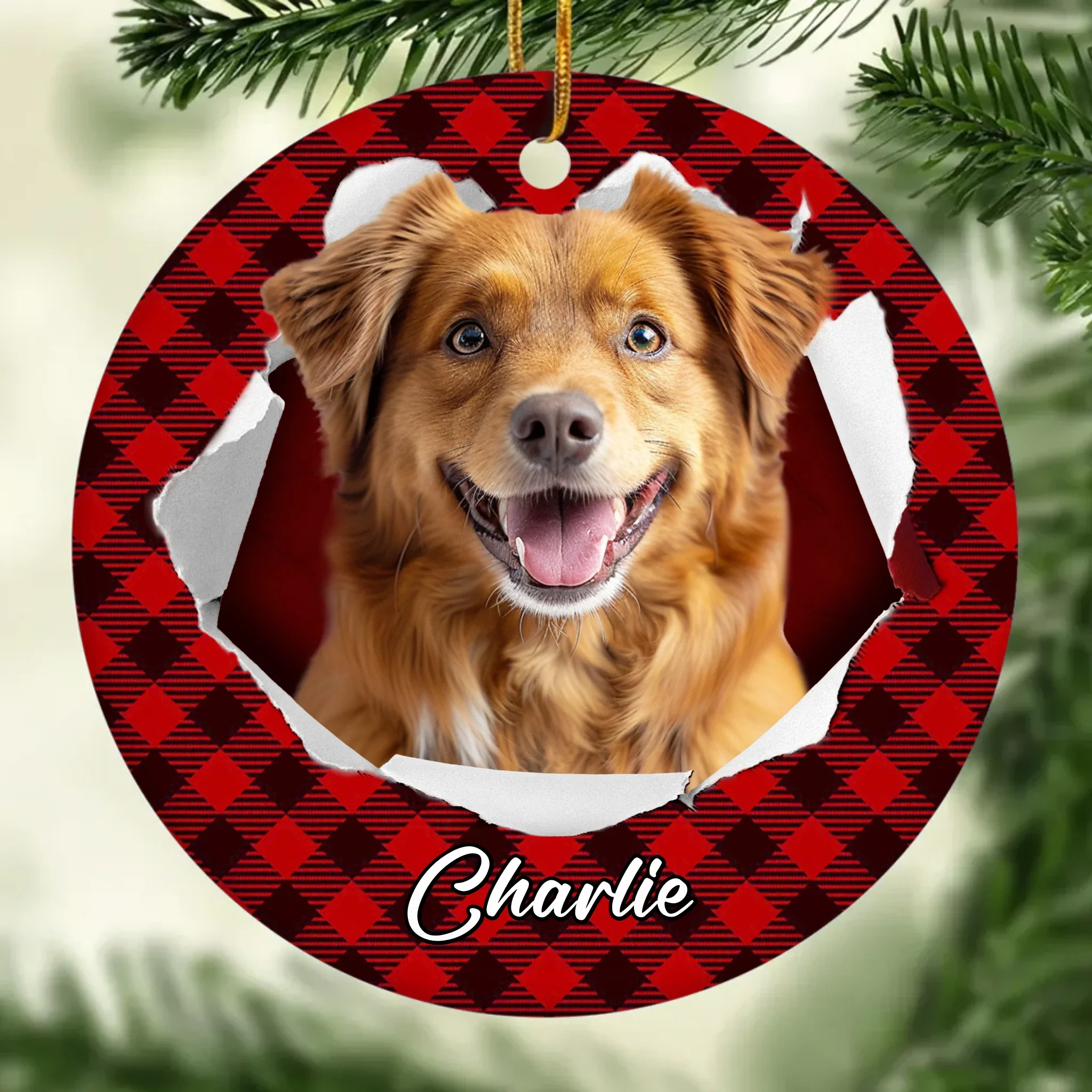 Custom Photo Ceramic Ornament - Personalized Christmas Birthday Gifts For Dog Cat Lovers, Dog Dad And Mom, Cat Owners - Tails Wag, Hearts Glow - Robaser
