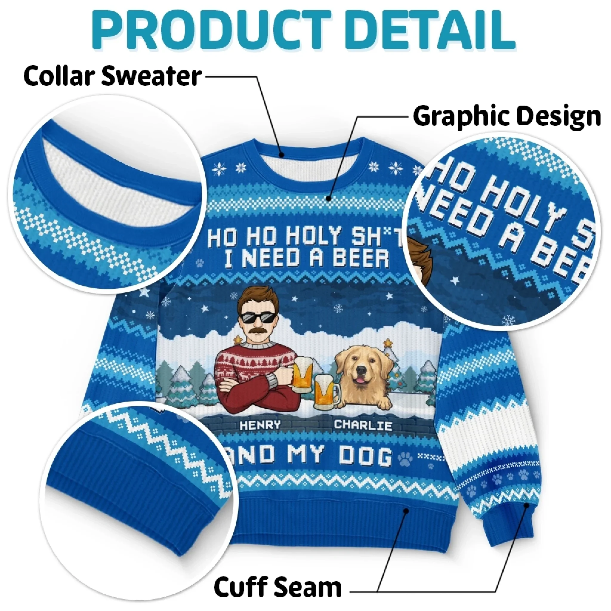 Custom Unisex Ugly Sweatshirt - Personalized  Christmas Birthday Gifts For Dog Lovers, Dog Dad And Mom - Jingle All The Paws - Robaser