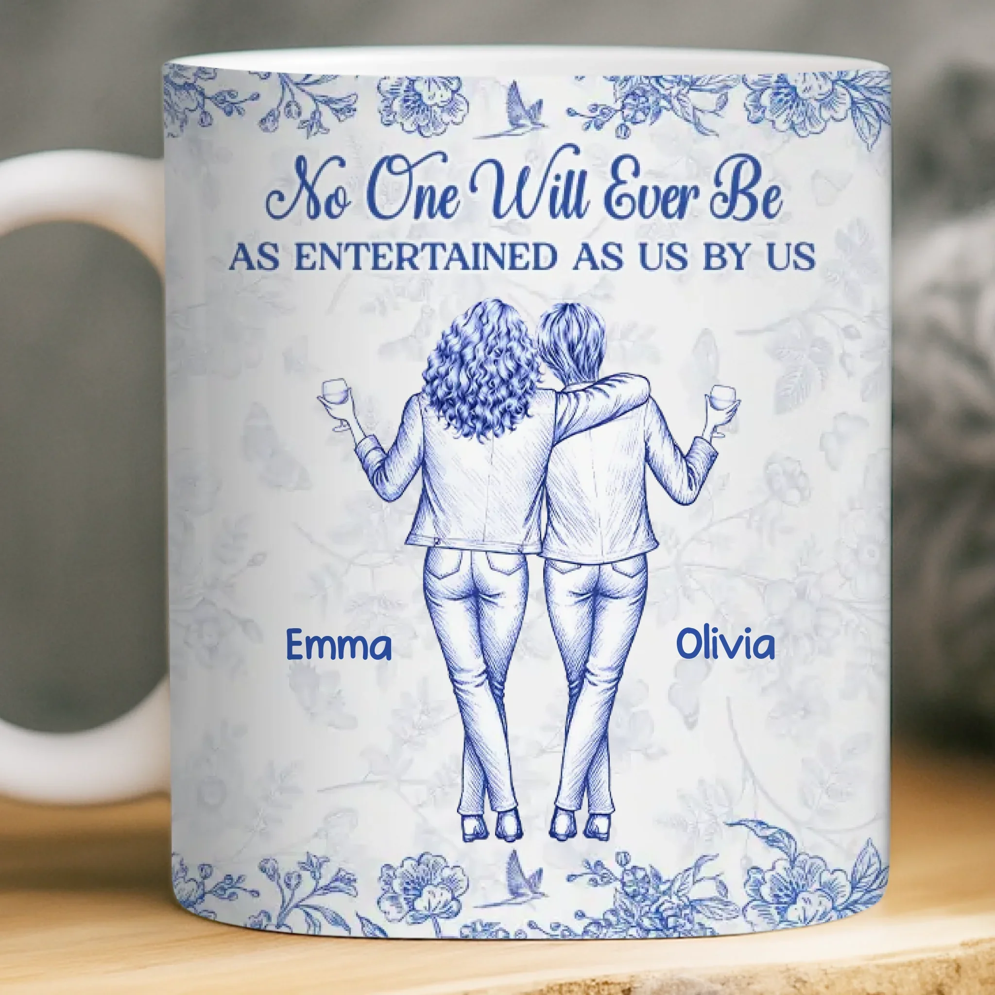 Custom Mug - Personalized Best Friend Birthday Gifts For Women, Besties, Sisters, BFF - Only Happy Vibes Here - Robaser