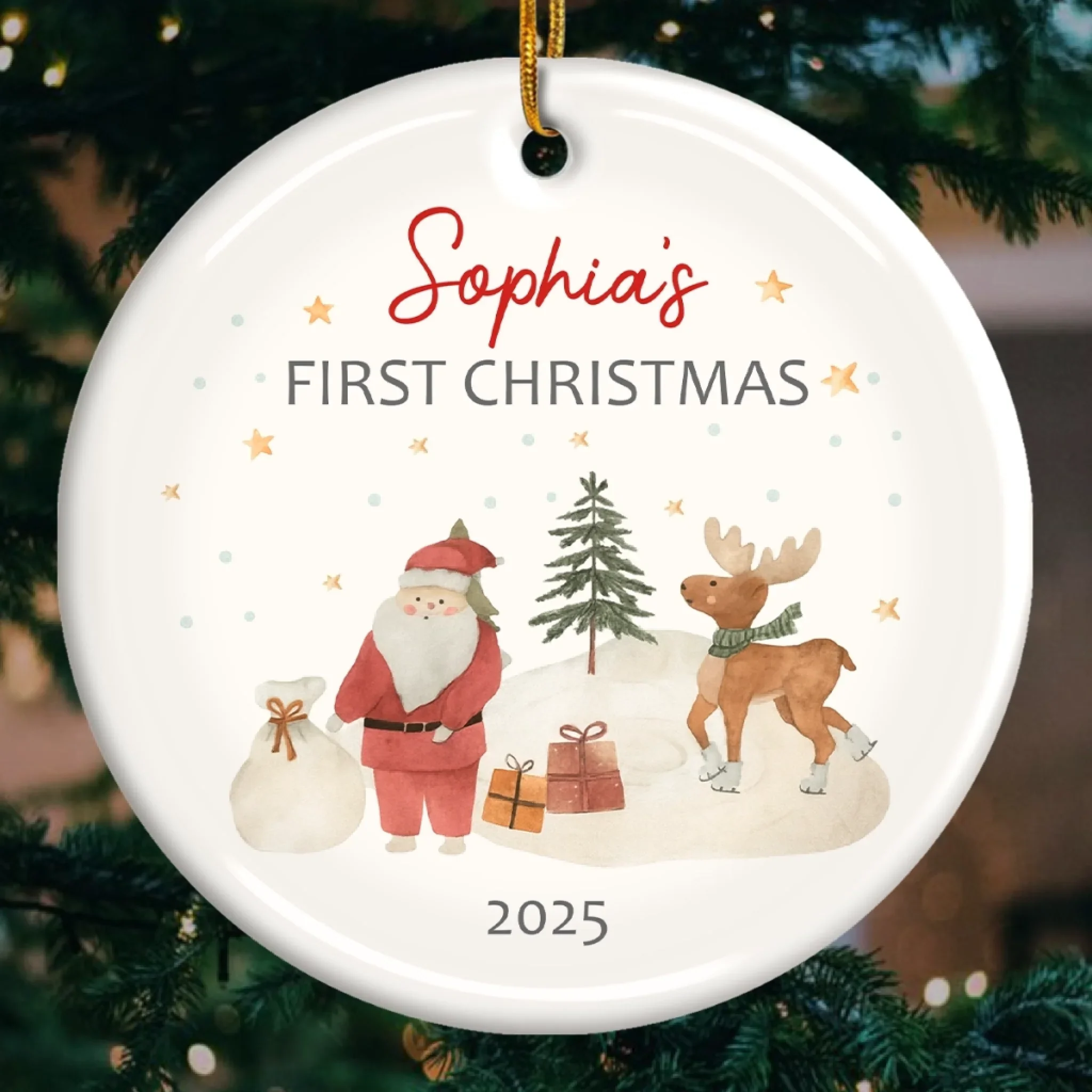 Custom Ceramic First Christmas Ornament - Personalized Christmas Baby Shower, Gifts For New Moms, New Dads, New Parents - Our Christmas Miracle - Robaser