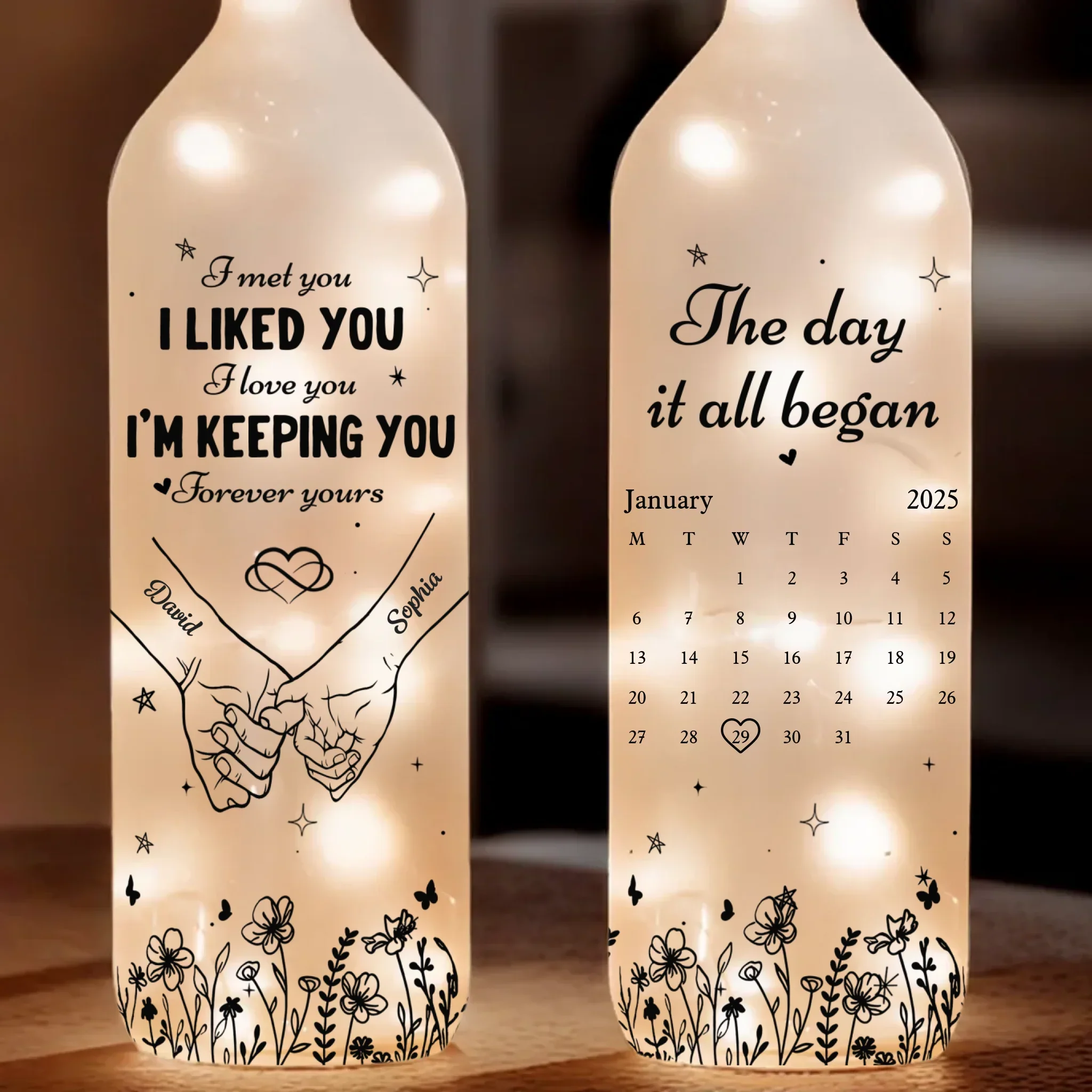 Custom Bottle Lamp - Personalized Anniversary Wedding Gifts For Husband And Wife, Him And Her - Our Love Shines Forever - Robaser