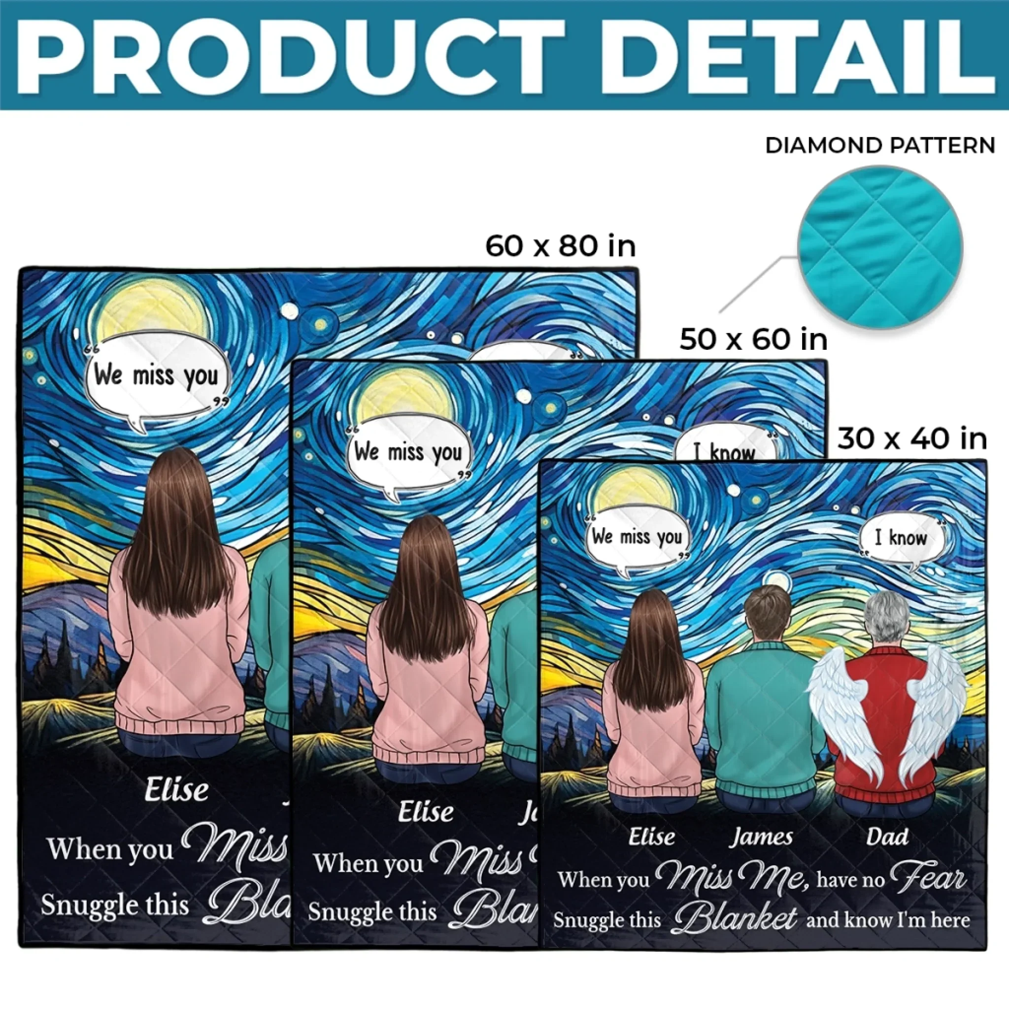 Custom Quilt Blanket - Personalized Memorial Sympathy Gifts For Loss Of Mom, Dad  - Love Stays Though You Are Gone - Robaser