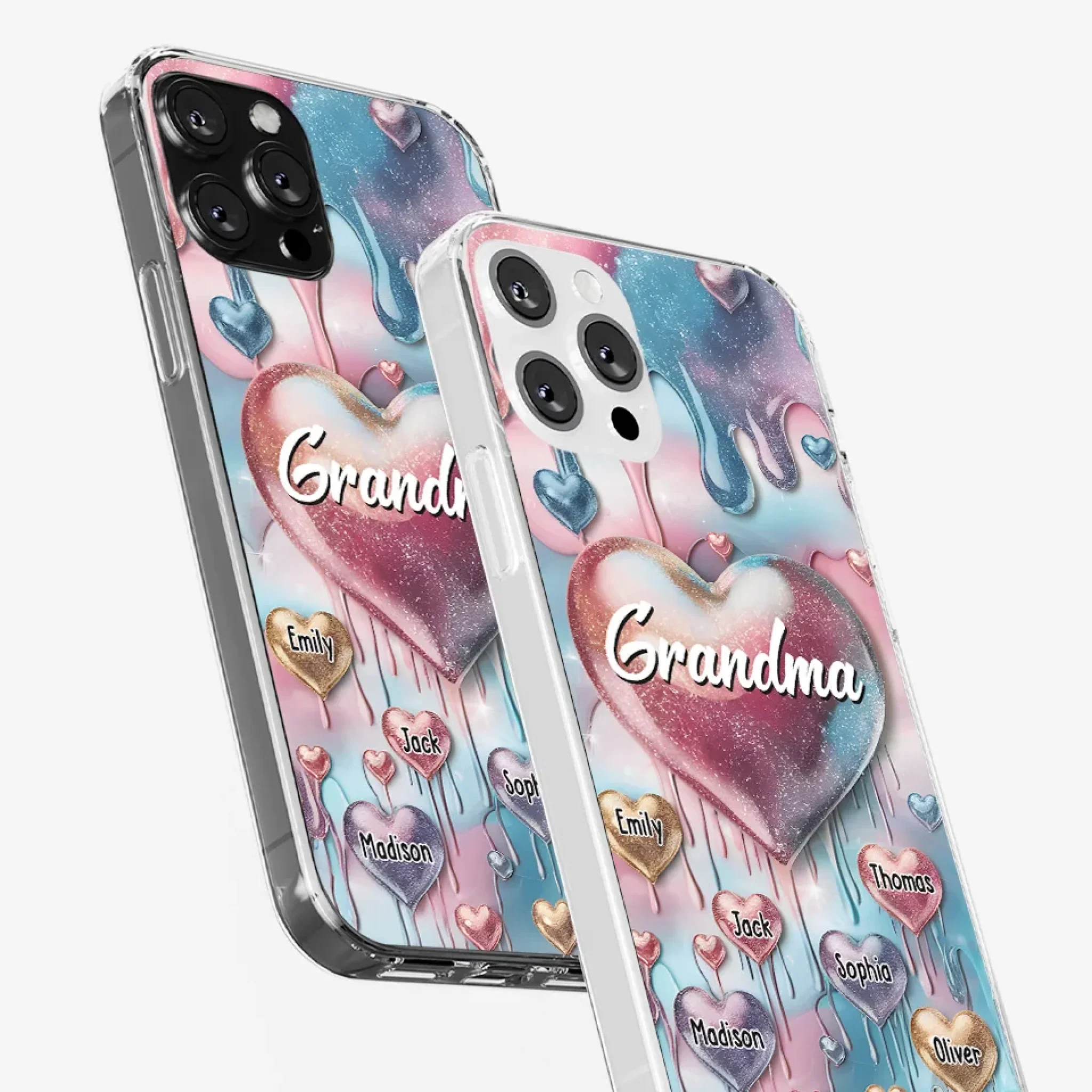 Forever In Grandmother's Heart - Family Personalized Custom 3D Inflated Effect Printed Clear Phone Case - Gift For Mom, Grandma - Robaser