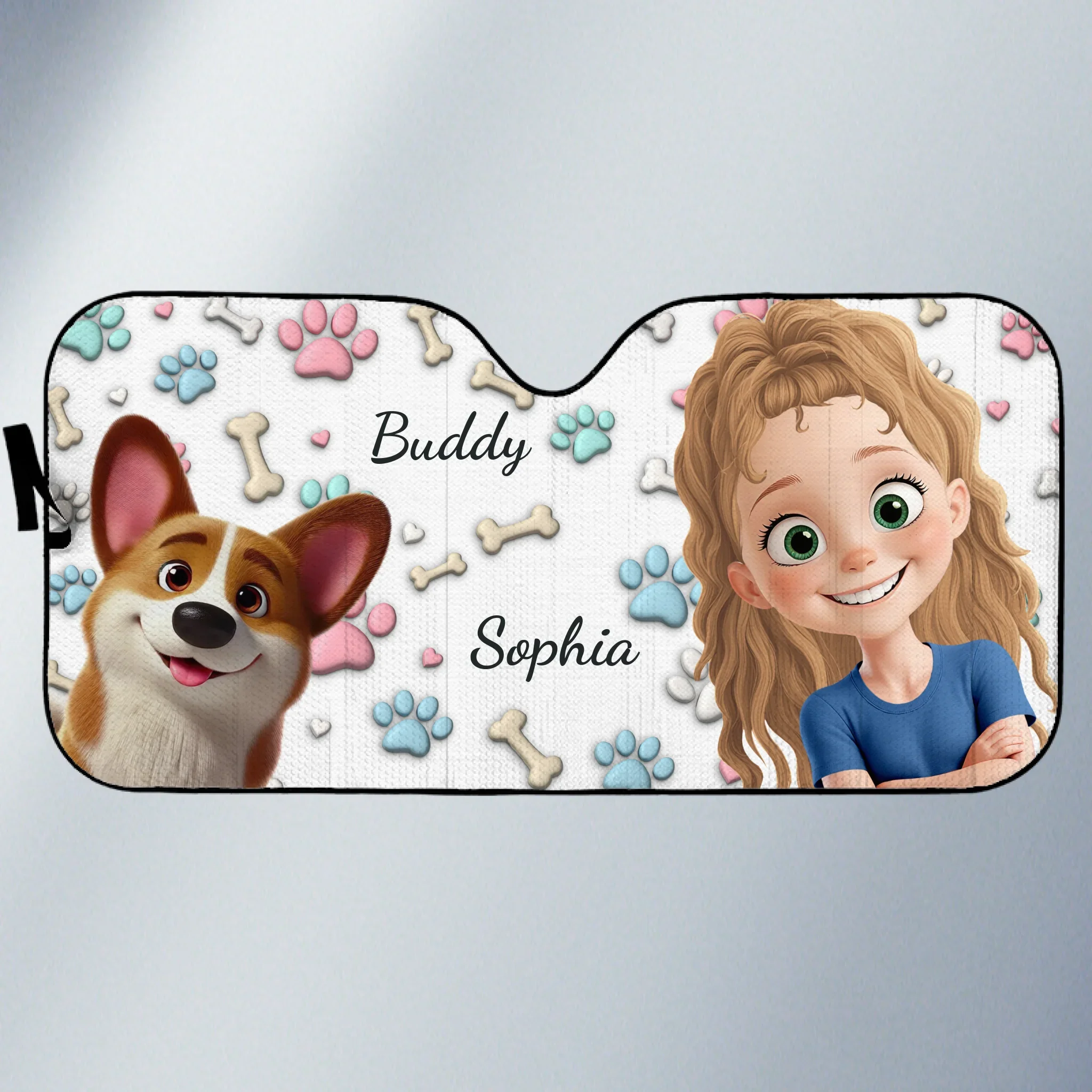 Custom Auto Windshield Sunshade, Car Window Protector - Personalized Birthday Gifts For Dog Lovers, Dog Dad And Mom - Just Me And The Fluff Squad - Robaser