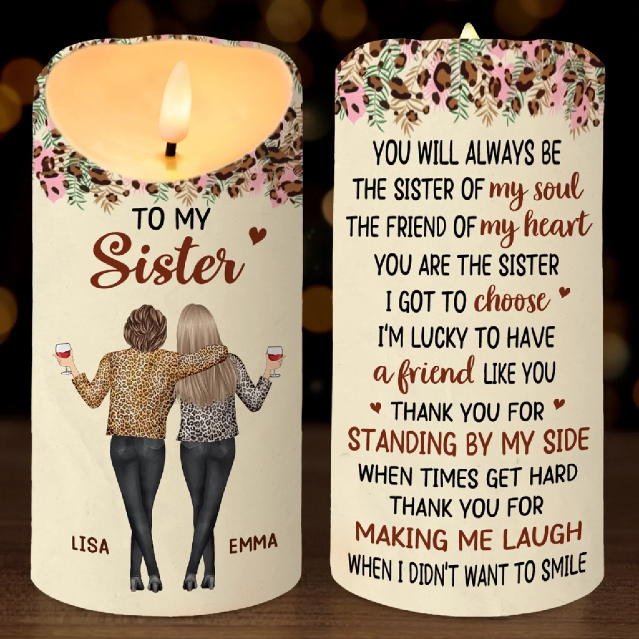Custom LED Candle - Personalized Best Friend Birthday Gifts For Women, Besties, Sisters, BFF - Bestie Moments Last A Lifetime - Robaser